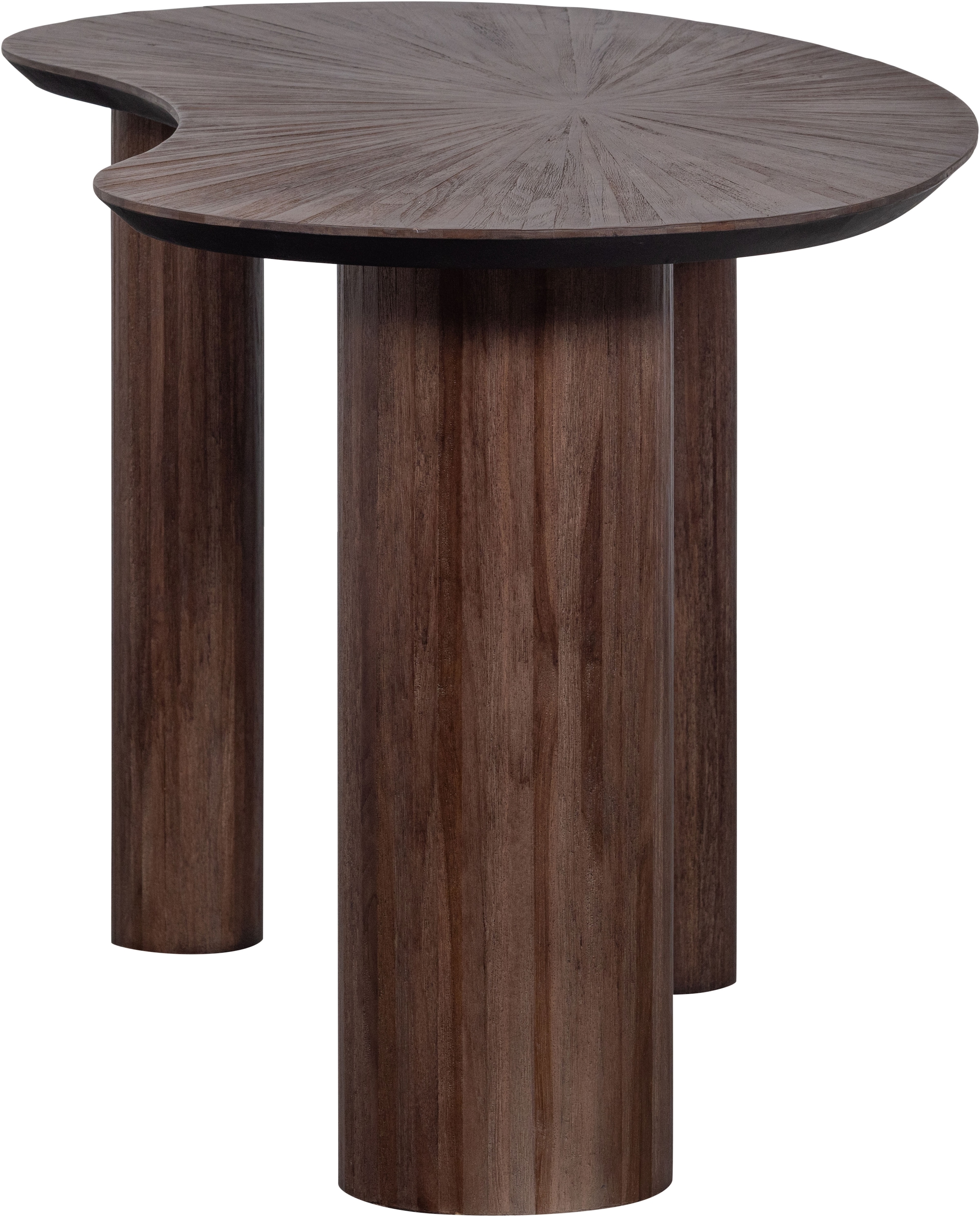 WOOOD Schreibtisch »Sun aus Teakholz mit organischer Form und Standfuss 150x62x76 cm« Einfach zu montieren, sichtbare Maserung