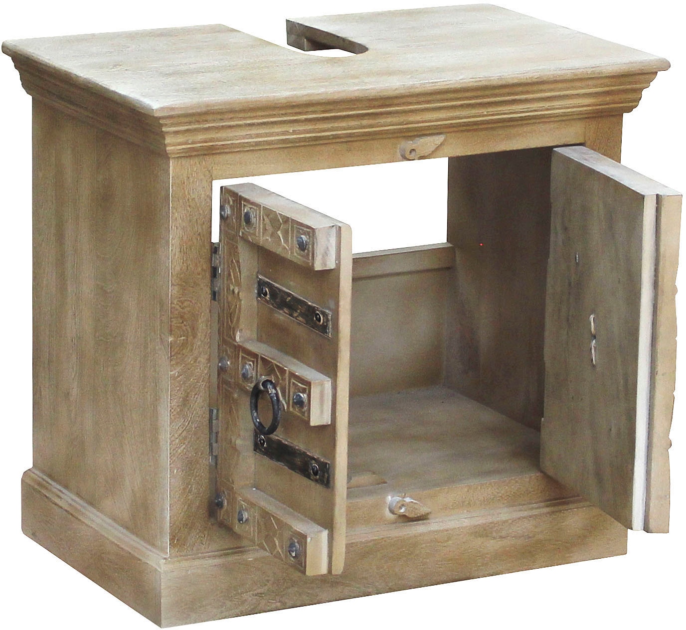 SIT Armoire sous lavabo »Daipur« ornements sculptés et découpe en siphon