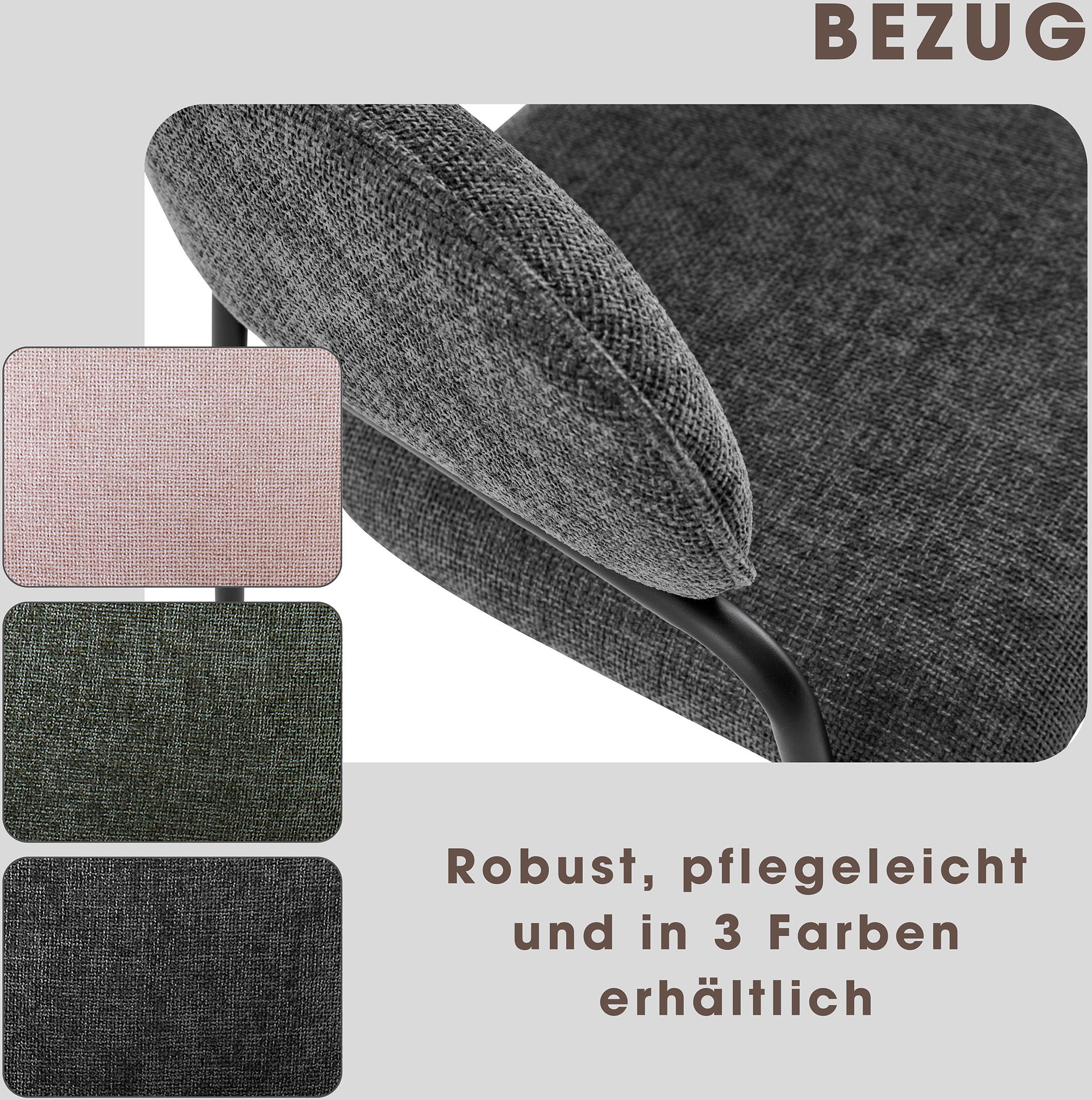 byLIVING Esszimmerstuhl »Curve« (Set) 2 Stk.moderner Stoff Stuhl mit gemütlichem Sitzkomfort, verschiedene Farben.