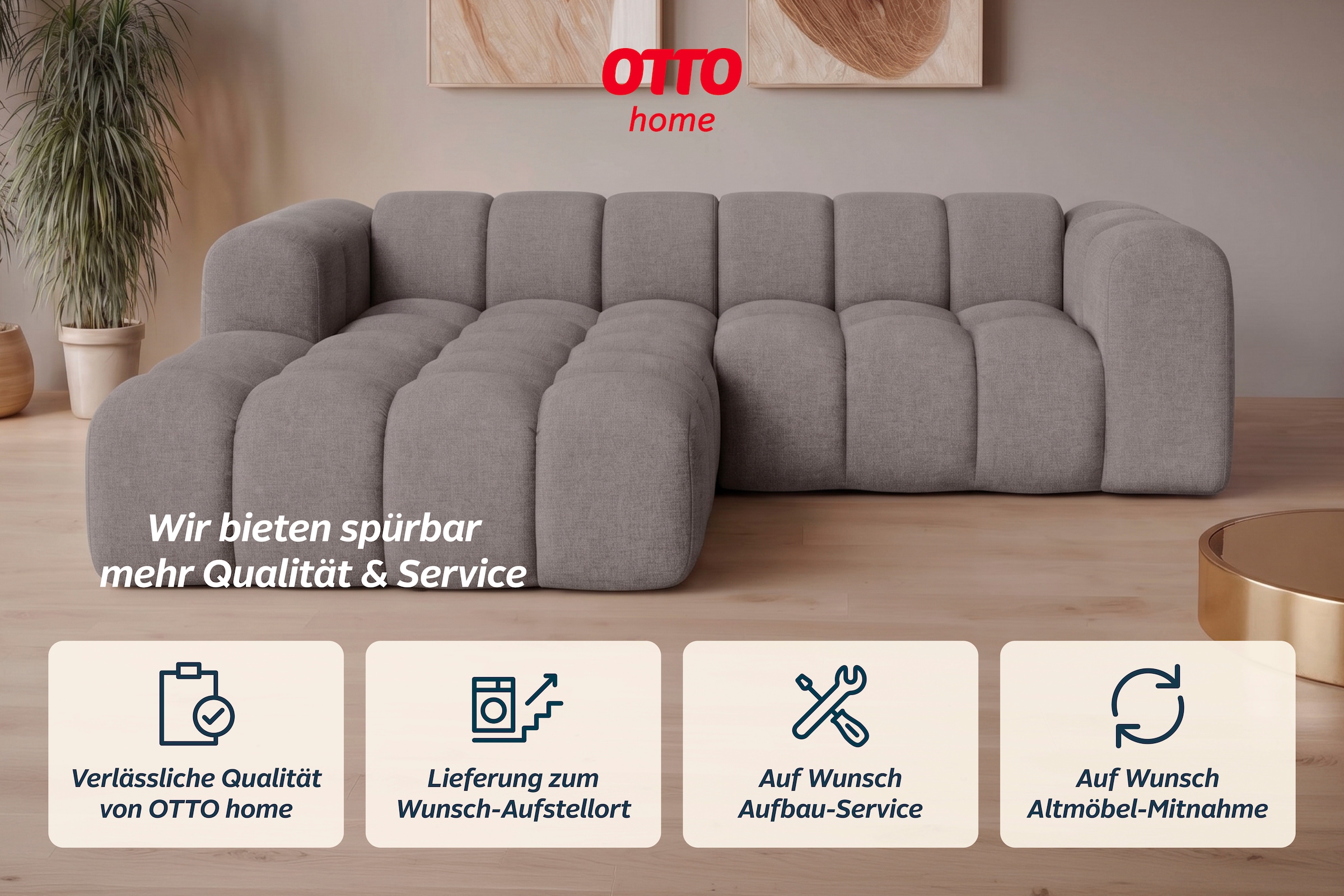 GOODproduct Canapé d'angle »KALLIE L-Form,  248 cm - OTTO. Verlässliche Qualität.« aspect bulle, matelassage moderne, grand confort d'assise