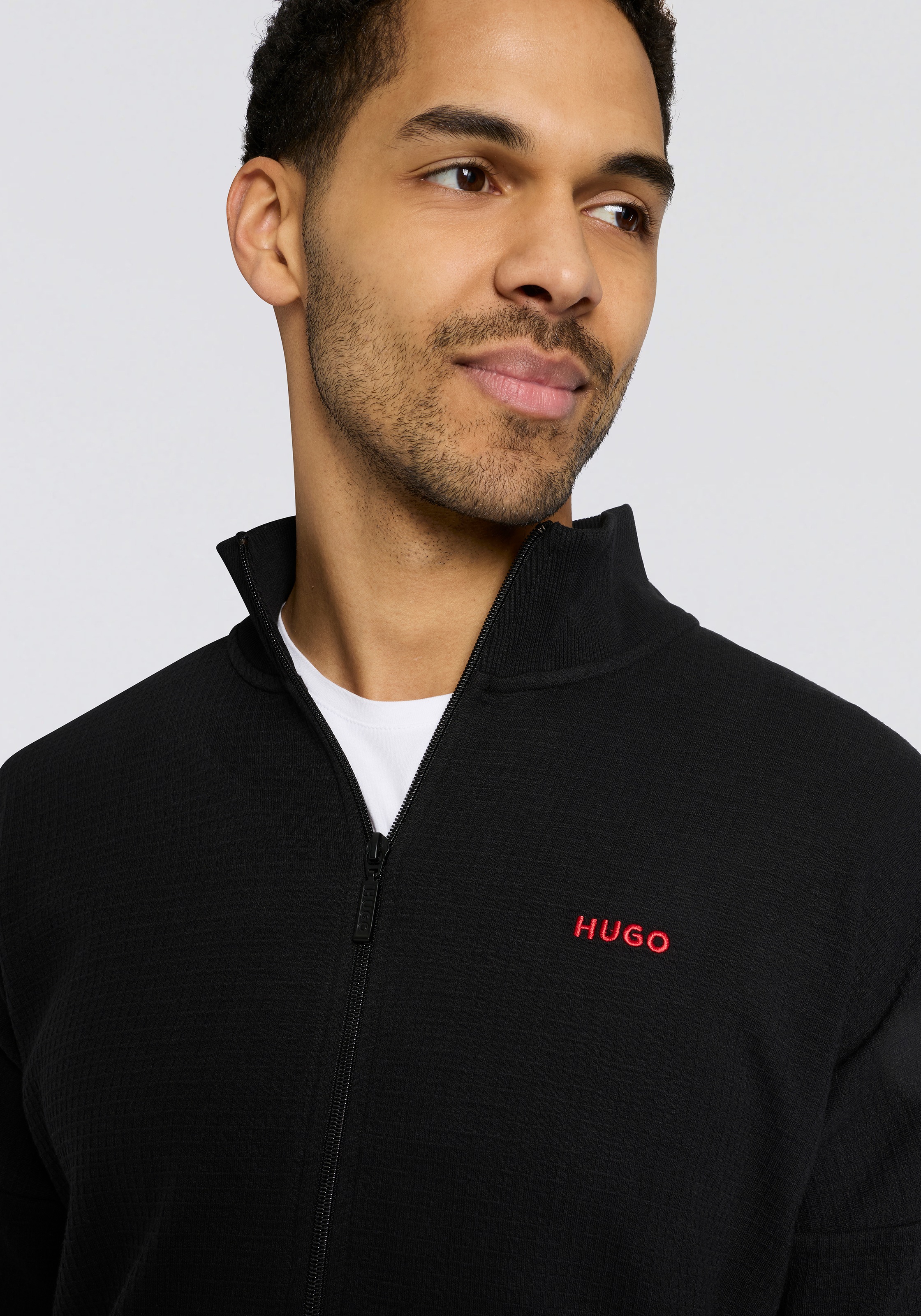 HUGO Underwear Veste sweat mit Stehkragen, mit feiner Struktur