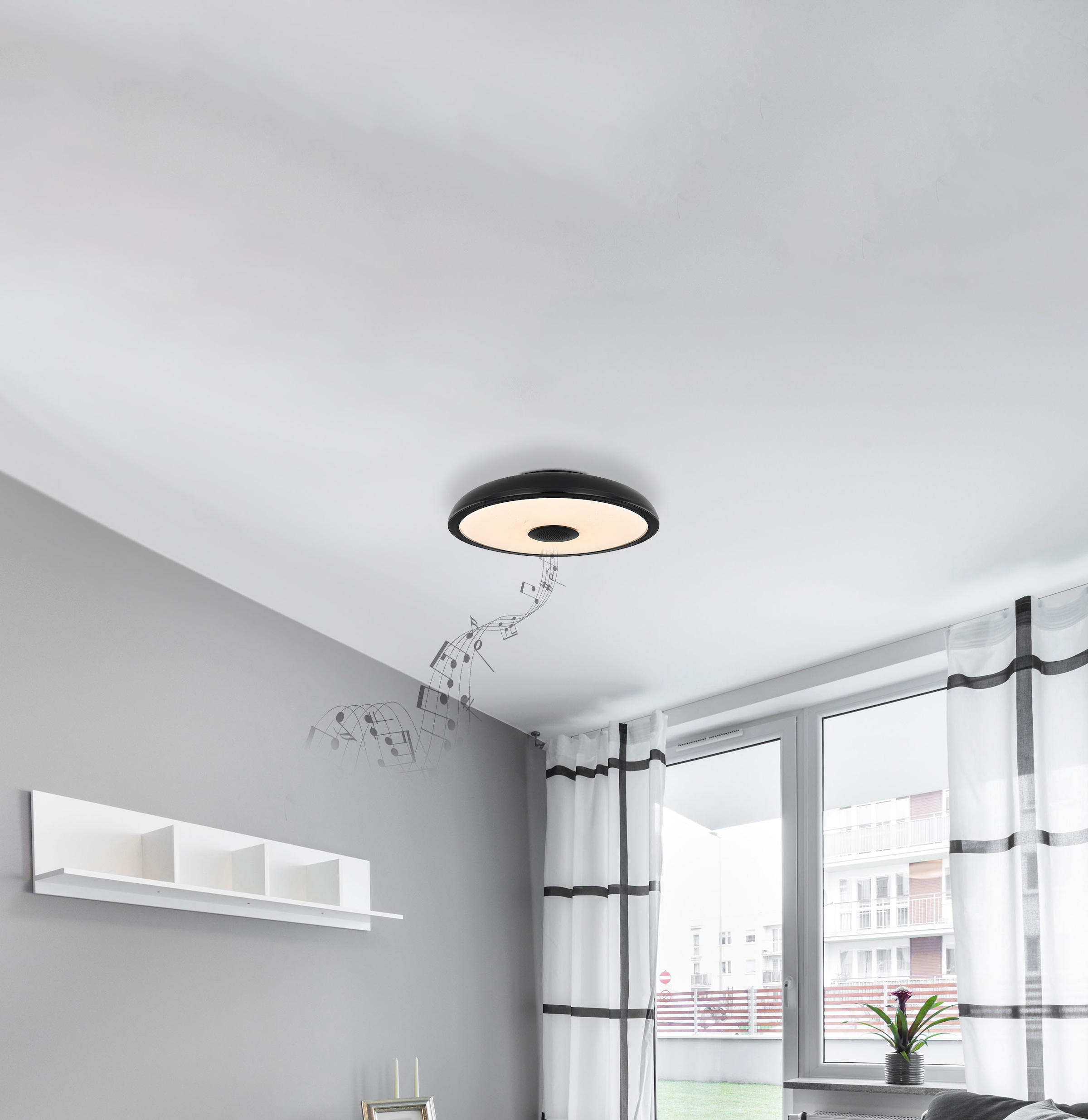 GLOBO LIGHTING LED Deckenleuchte »RAFFY« LED-Modul 1 Stk. warmweiss - kaltweiss Farbwechsel Rot-Grün-Blau, Lautsprecherfunktion