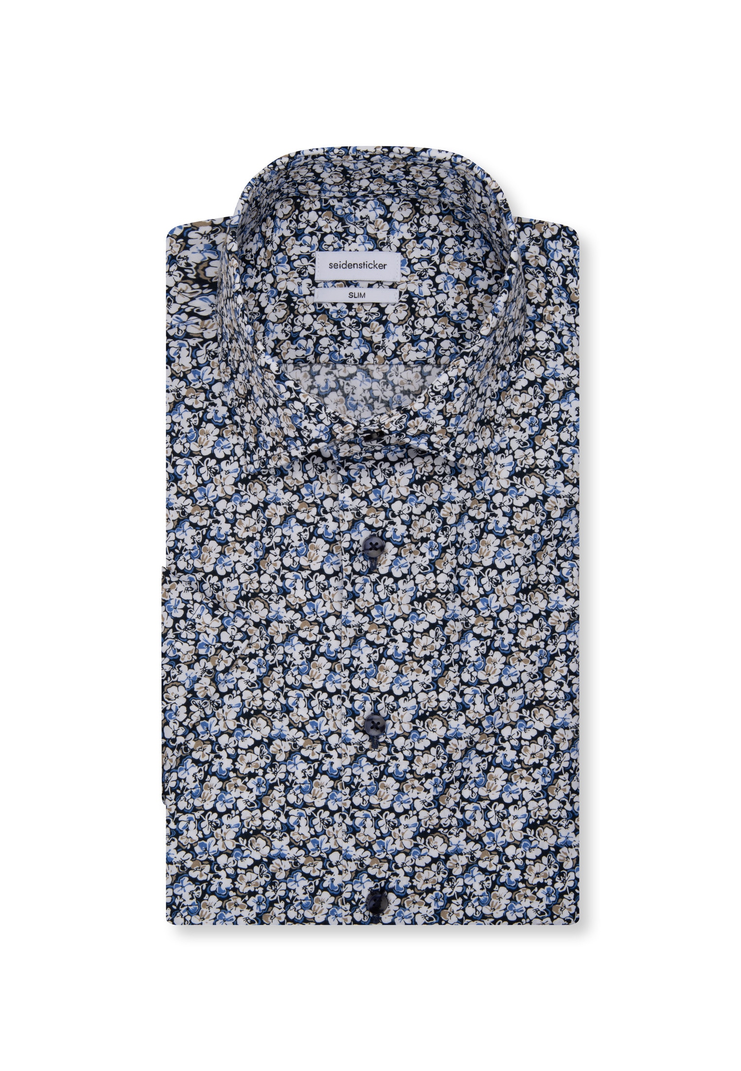 seidensticker Businesshemd »Slim«, Slim Kurzarm Kentkragen Druck
