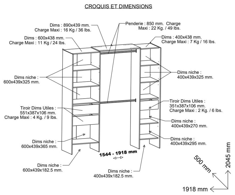 Demeyere GROUP Armoire vestiaire »MIAMI Schranckinneneinrichtung vergrösserbar« Extensible jusqu'à une largeur de 190 cm