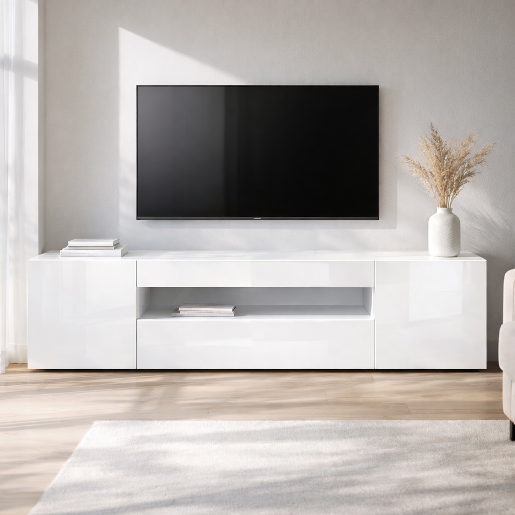 GOODproduct Table basse »LORENZO 2, TV-Board, TV-Kommode, TV-Schrank, TV-Unterschrank, TV-Möbel« Modernes lackiertes Hochglanz TV-Board, grifflos, Breite 200 cm