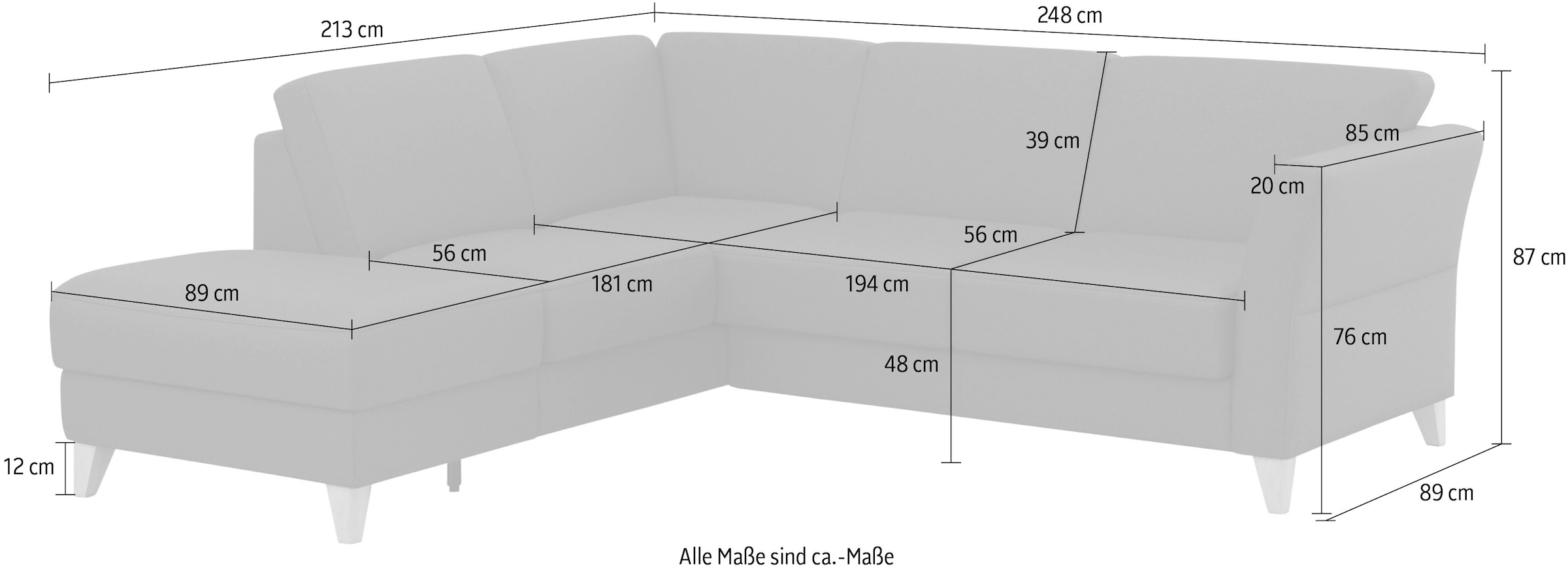 sit&more Canapé d'angle »Visby L-Form« Wahlweise mit Bettfunktion und Stauraum, frei im Raum stellbar