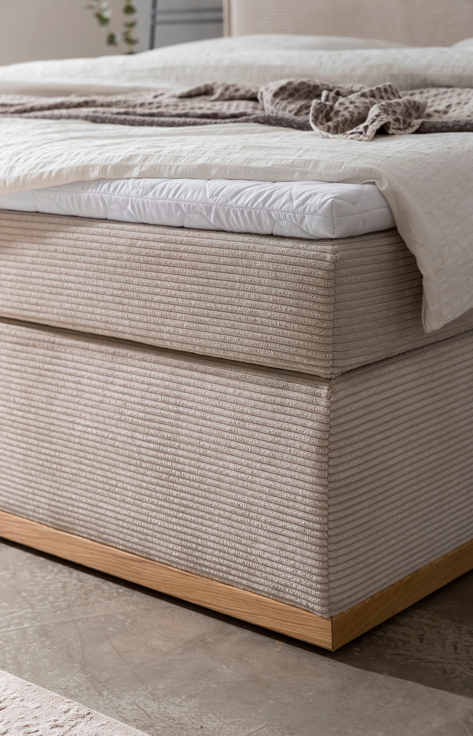 Home affaire Boxspringbett »SHERWOOD Cord Hotelbett, Polsterbett Premiumbett Boxbett« Bestseller Otto´s Choice Luxusbett in 4 Breiten,  Hochwertiger Cord ,weiche Velours-Struktur, mit premium Topper,