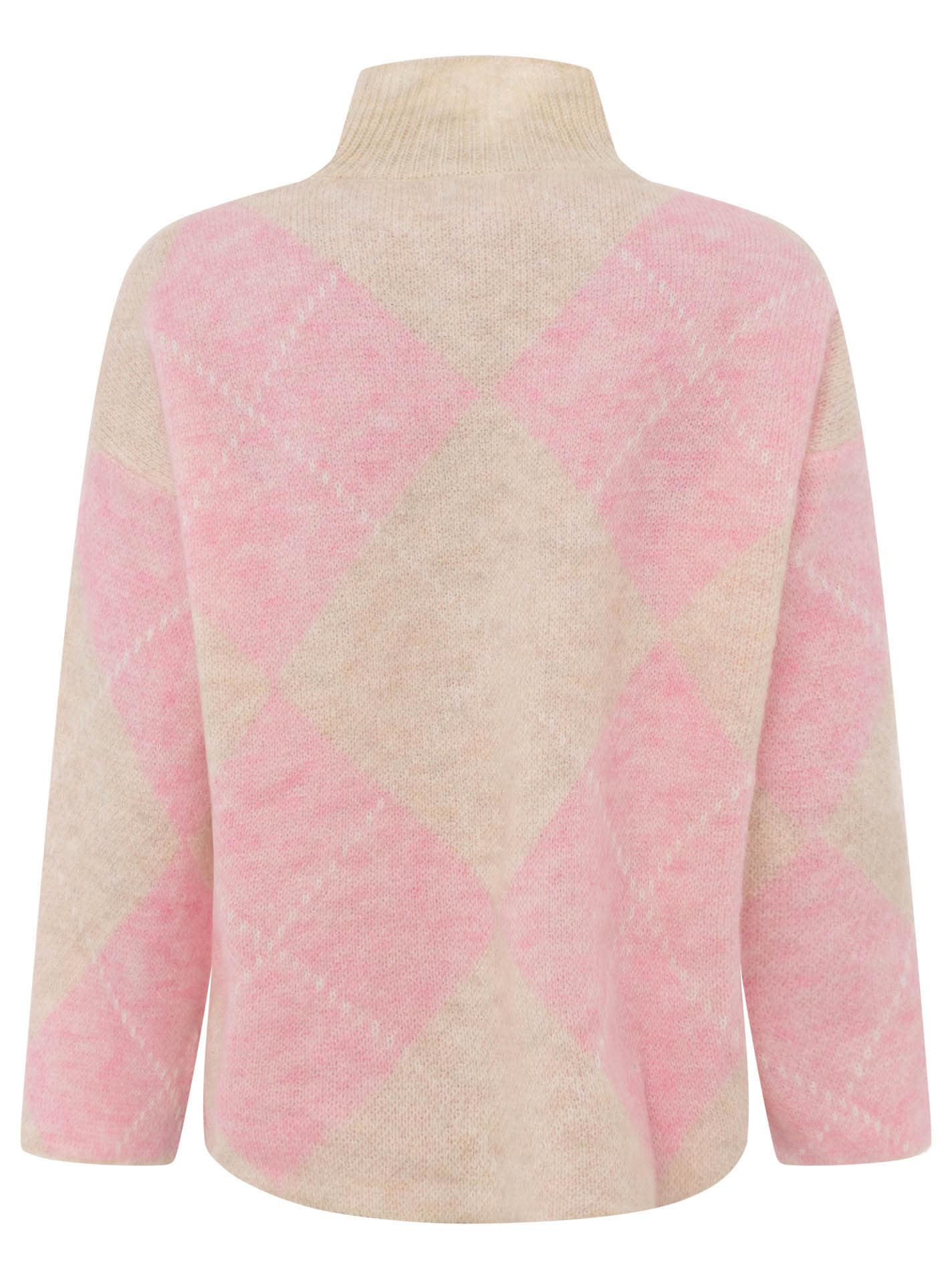 Zwillingsherz Rollkragenpullover »"Argyle"« grosses Rautenmuster, hoher Kragen, Strick, One Size