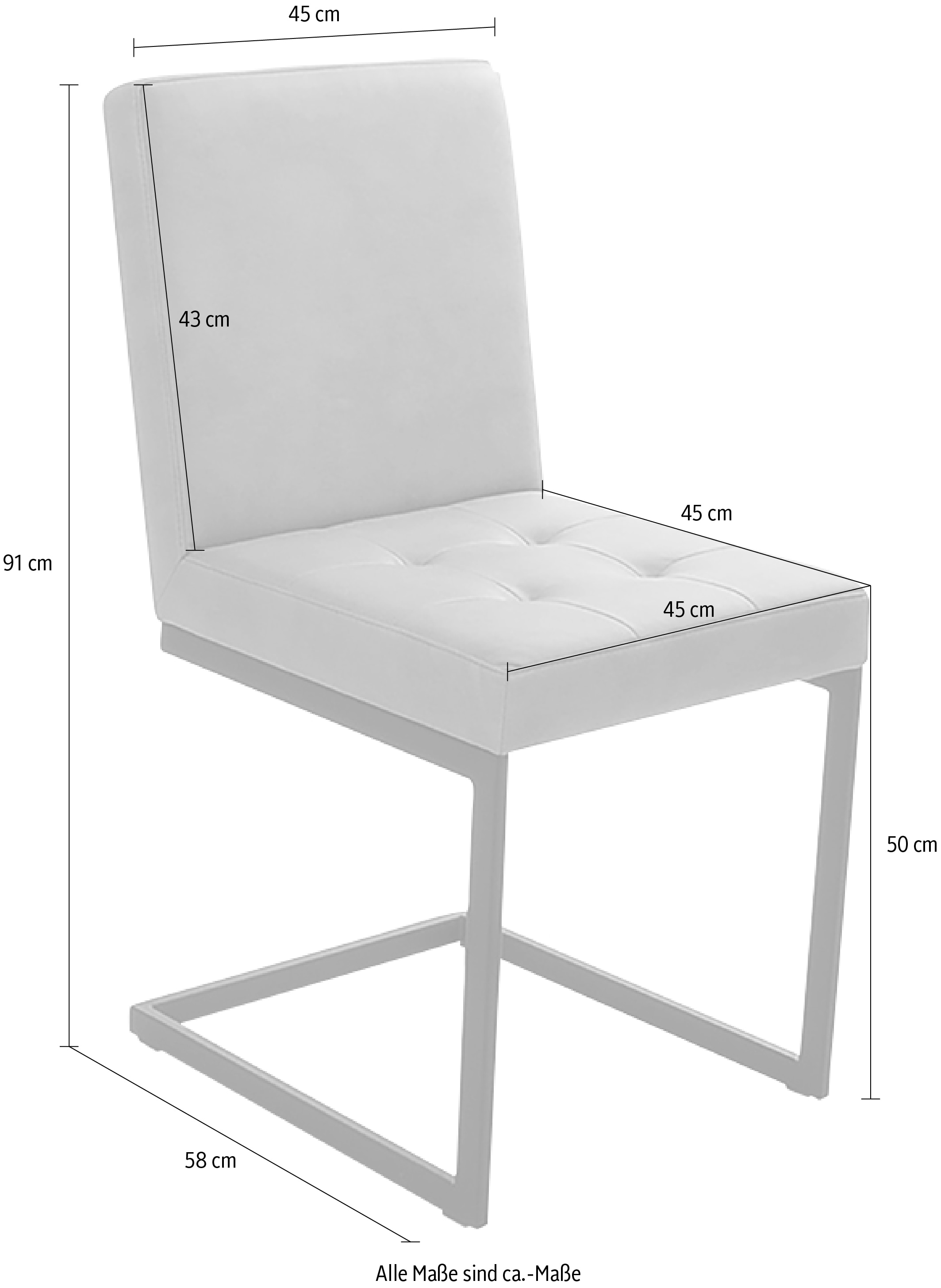 K+W Komfort & Wohnen Chaise de salle à manger »Freischwinger« () 1 cuisChâssis cantilever en tube carré noir, grand confort d'assise