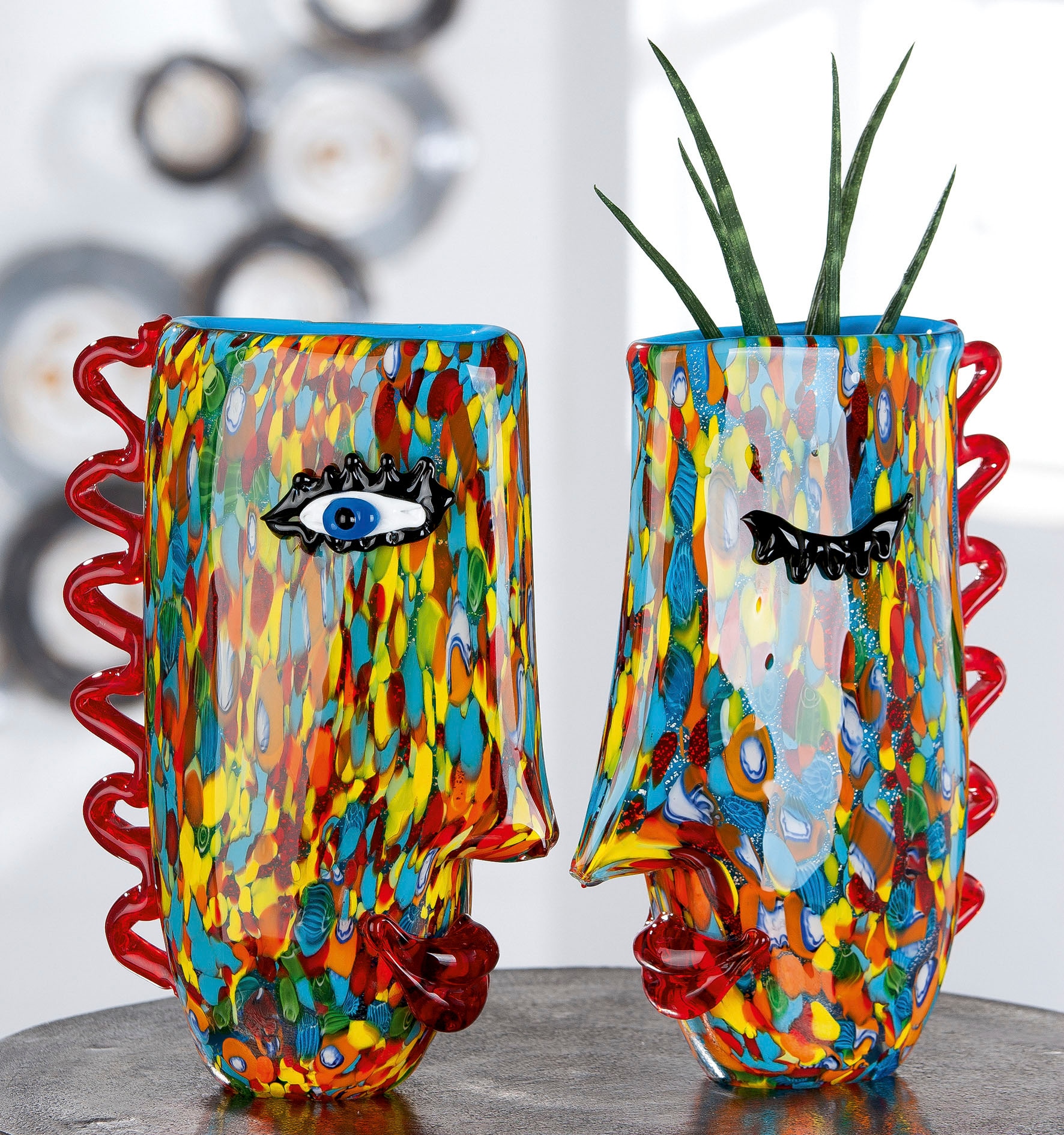 Casablanca by Gilde Tischvase »Froozen« durchgefärbt und mundgeblasen, aus Glas, Höhe ca. 30 cm