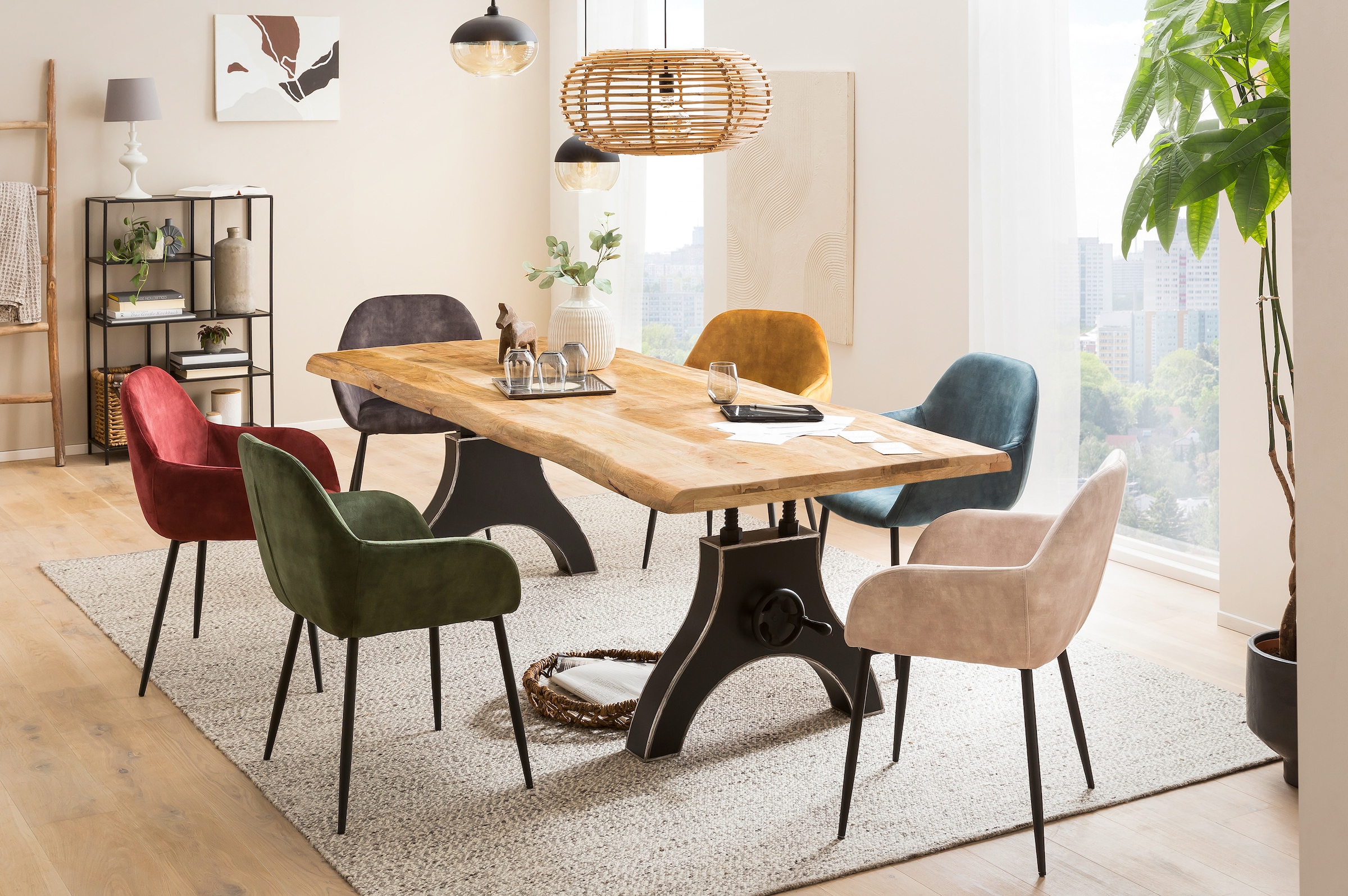 SIT Pied de table »Granville mit Dekor-Kurbelrad aus Metall – Used Look, Industrial« 1 cuis tlg. Support de plateau de table avec roue à manivelle décorative aspect usé