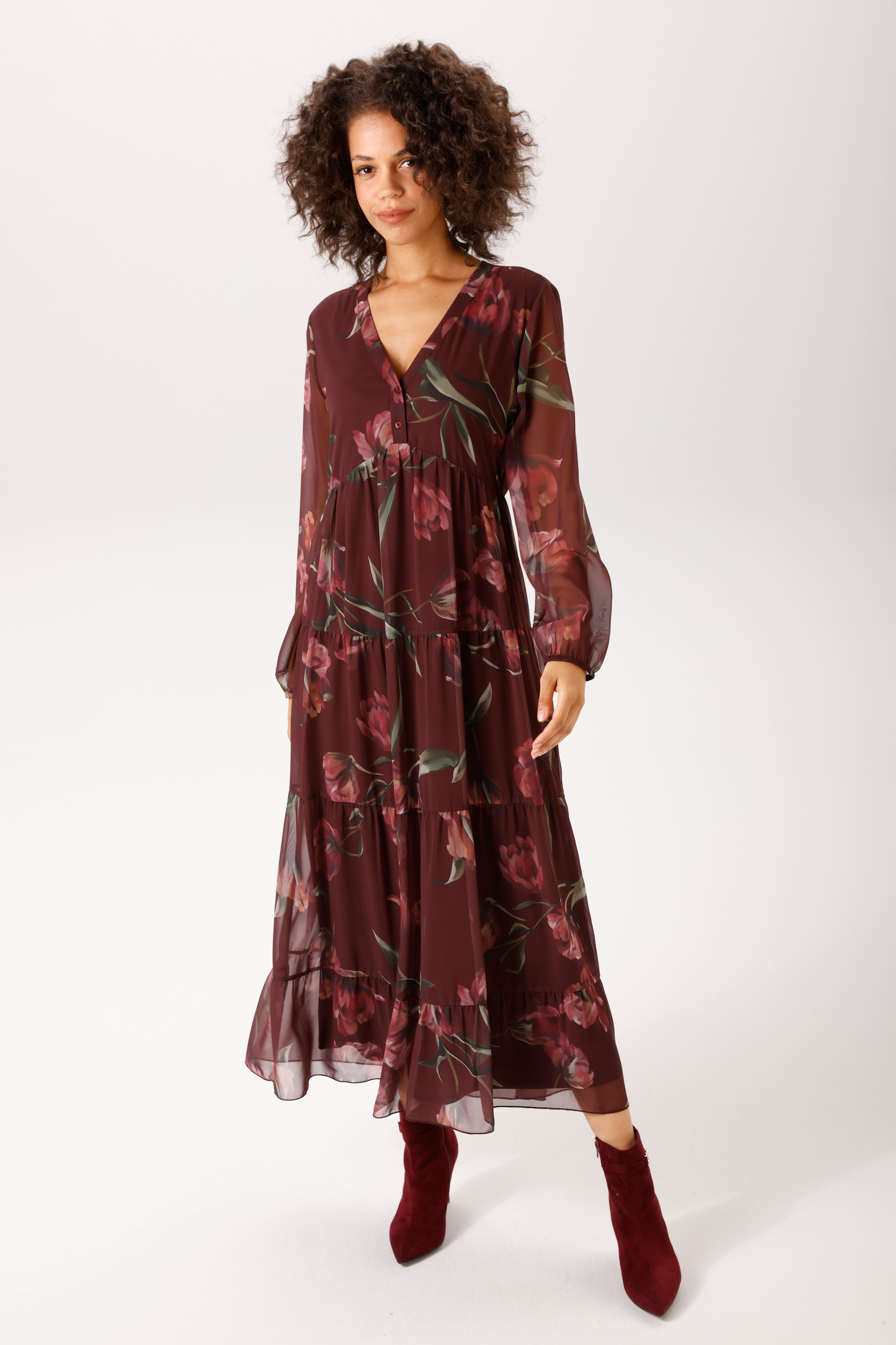 Aniston CASUAL Maxikleid mit grossflächigen, farbharmonischen Blumendruck - NEUE KOLLEKTON