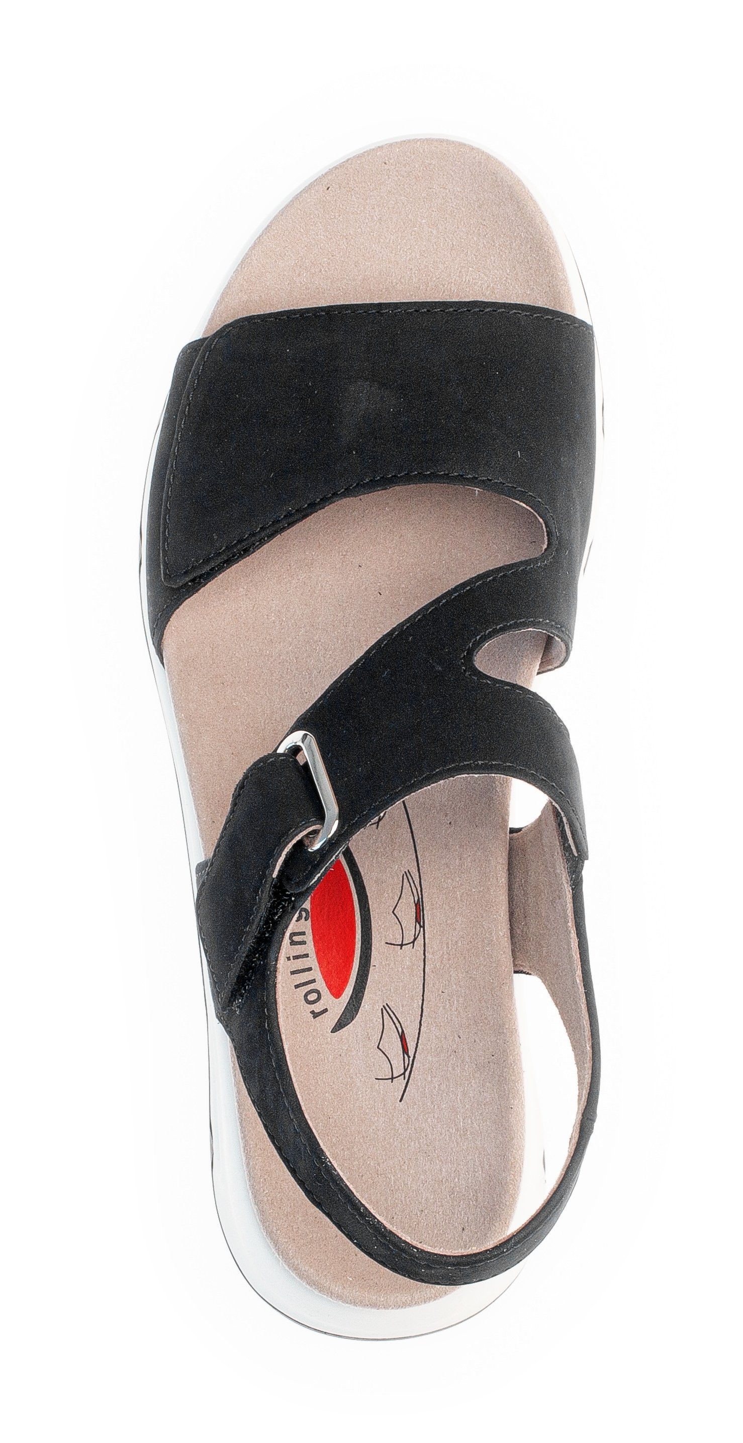 rollingsoft Sandales  compensé, sandale à brides avec fermetures velcro, largeur G