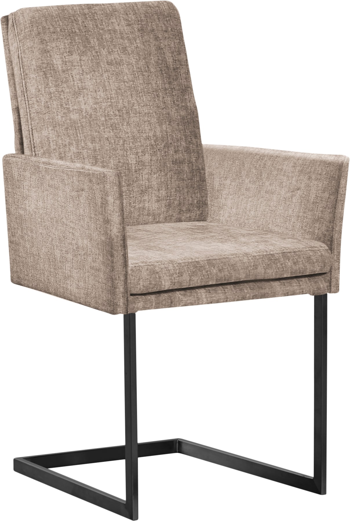 K+W Komfort & Wohnen Chaise avec accoudoirs »Kansas« () tube vertical stable, piètement aspect inox ou noir