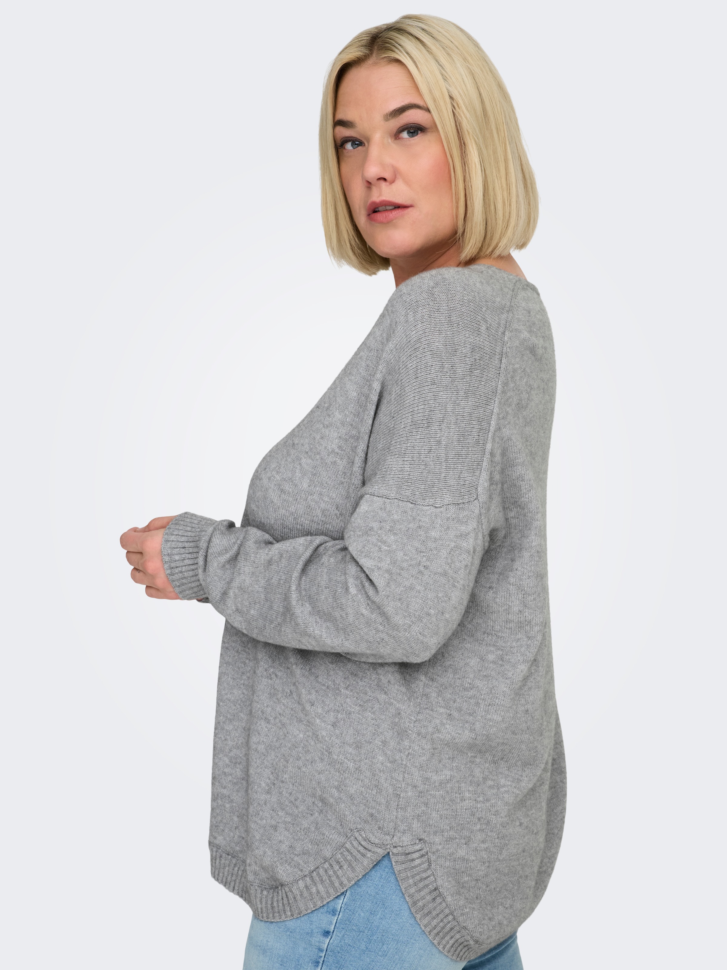 ONLY CARMAKOMA Pull col V »CARMARGARETA LS PULLOVER KNT NOOS« Viskosemischung, regular fit