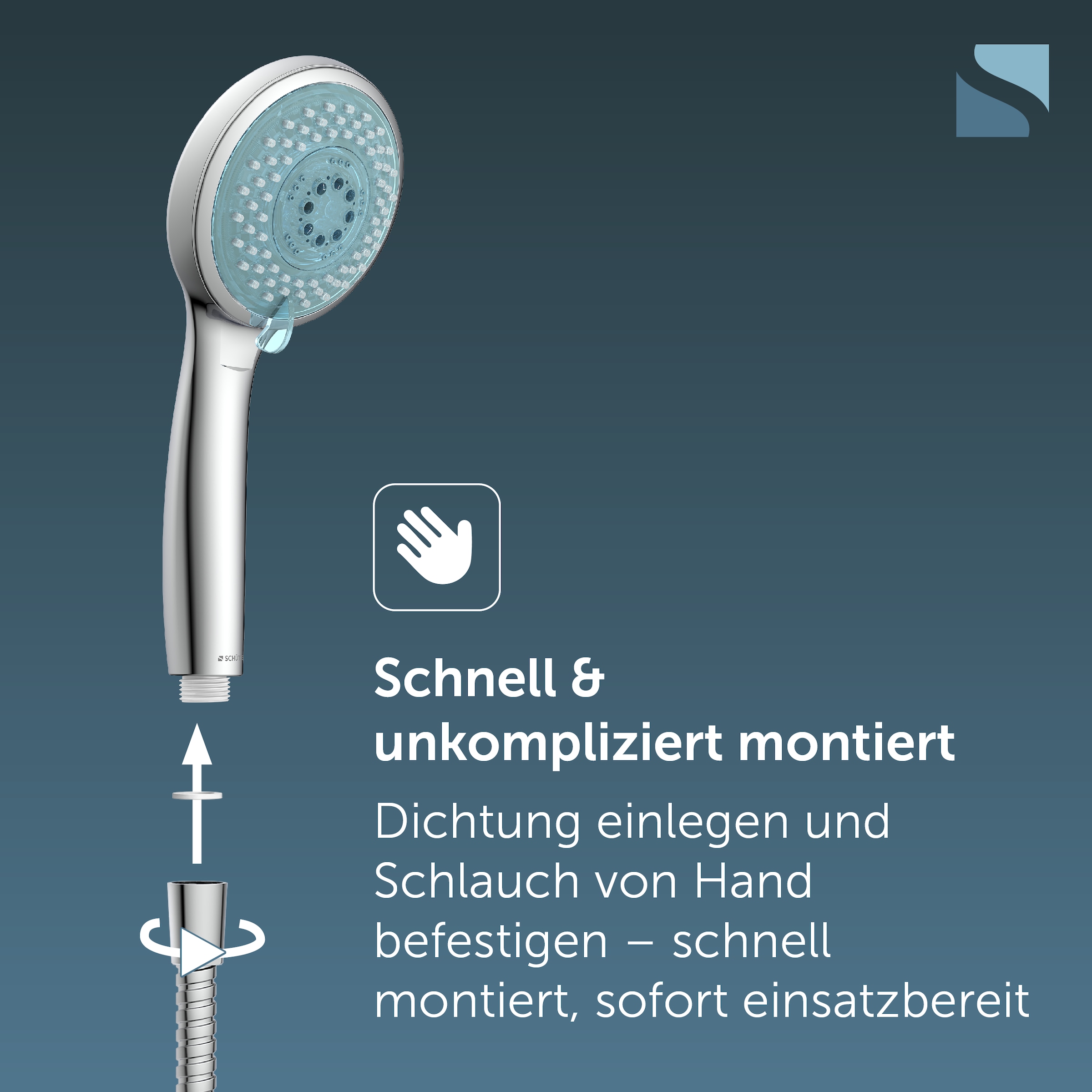 Schütte Handbrause LED Wellness Duschkopf, 3 Strahlarten, Duschbrause mit 7 Farbvarianten
