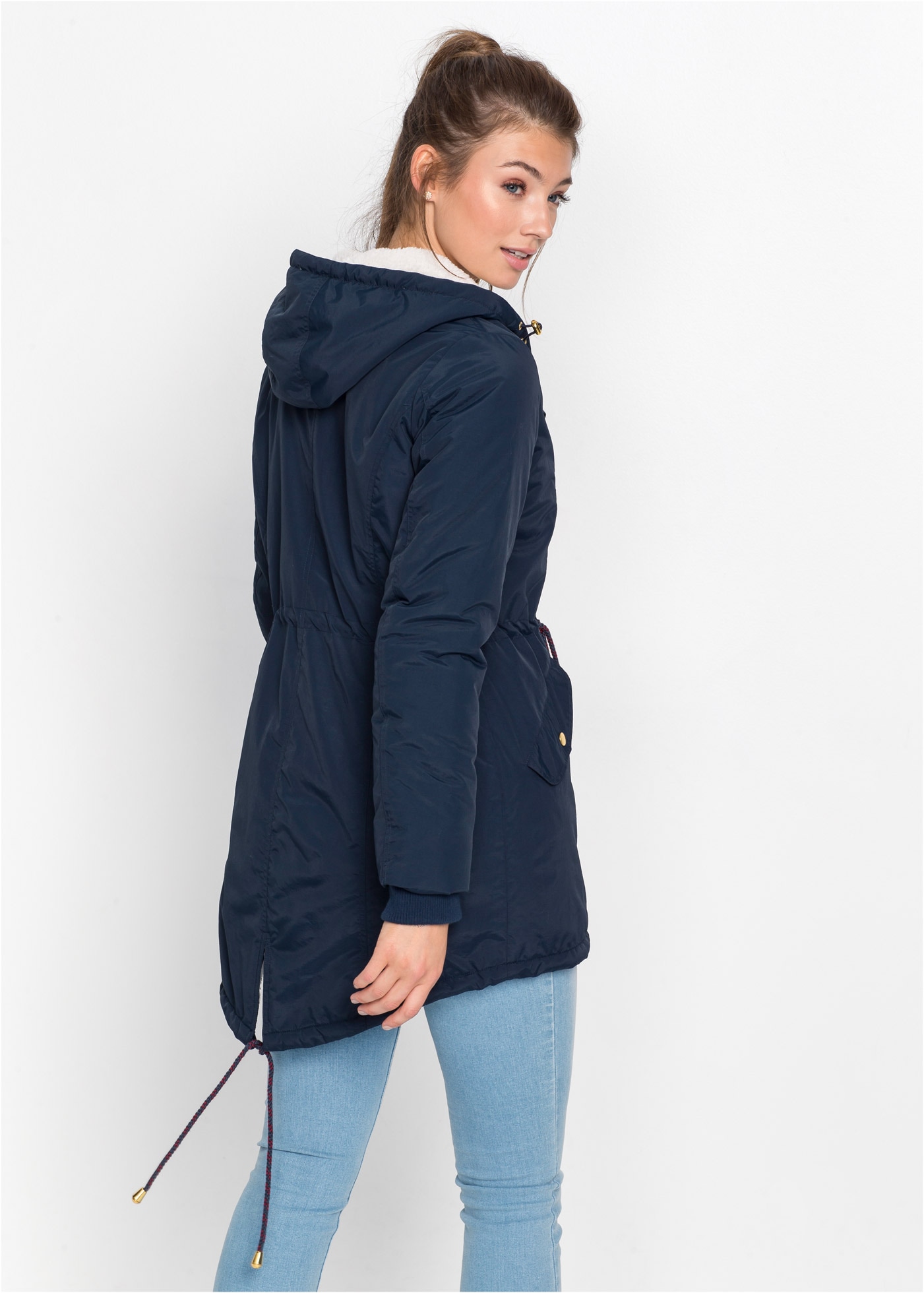 bonprix Parka avec capuche style mode, en polaire Teddy, avec capuche, coupe ample