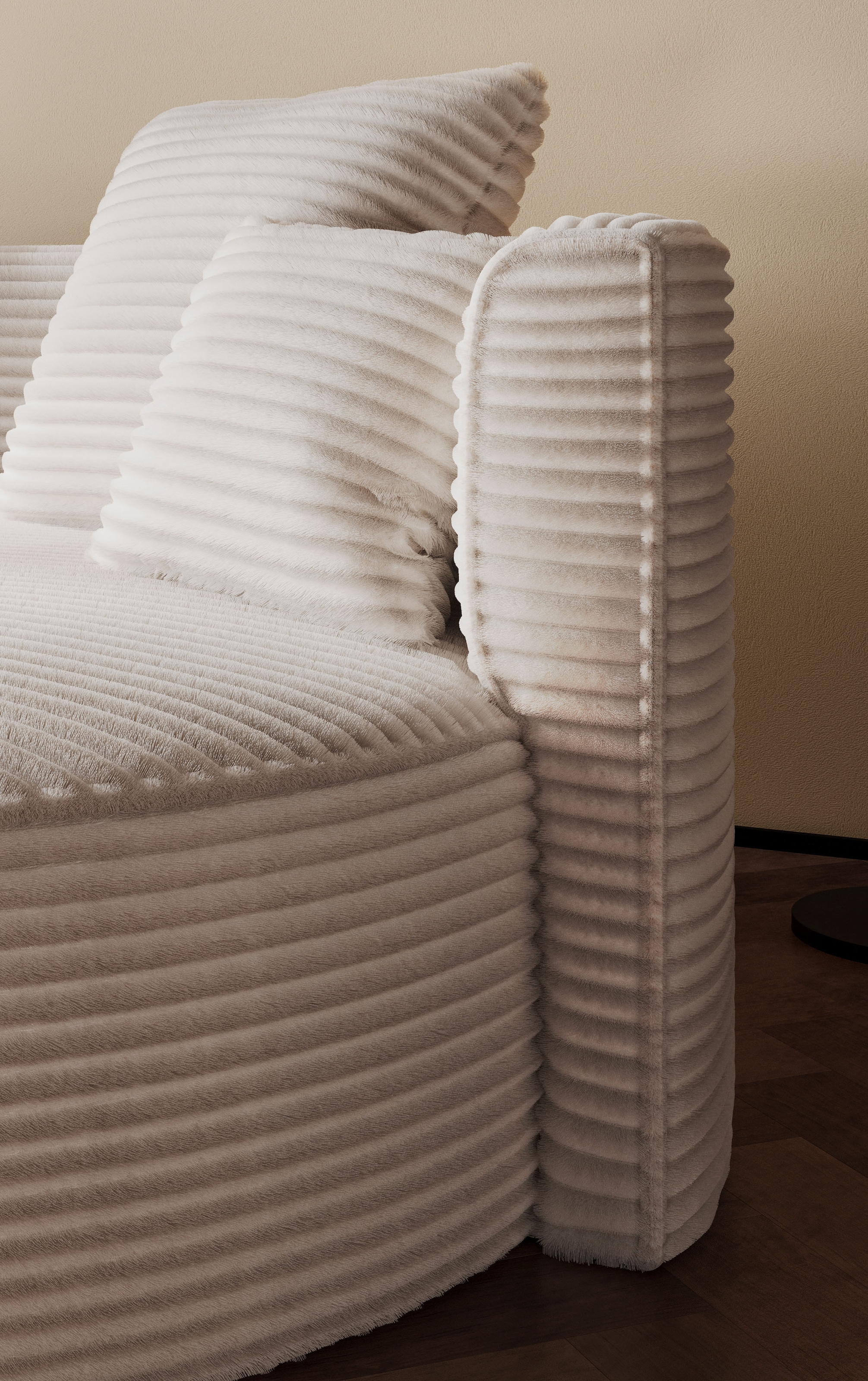 LeGer Home by Lena Gercke 2,5-places »ISALIE Cord, rundes Loungesofa, mit Kissen, perfekt gepolstert« tissus modernes, avec 4 coussins décoratifs, assise extra large