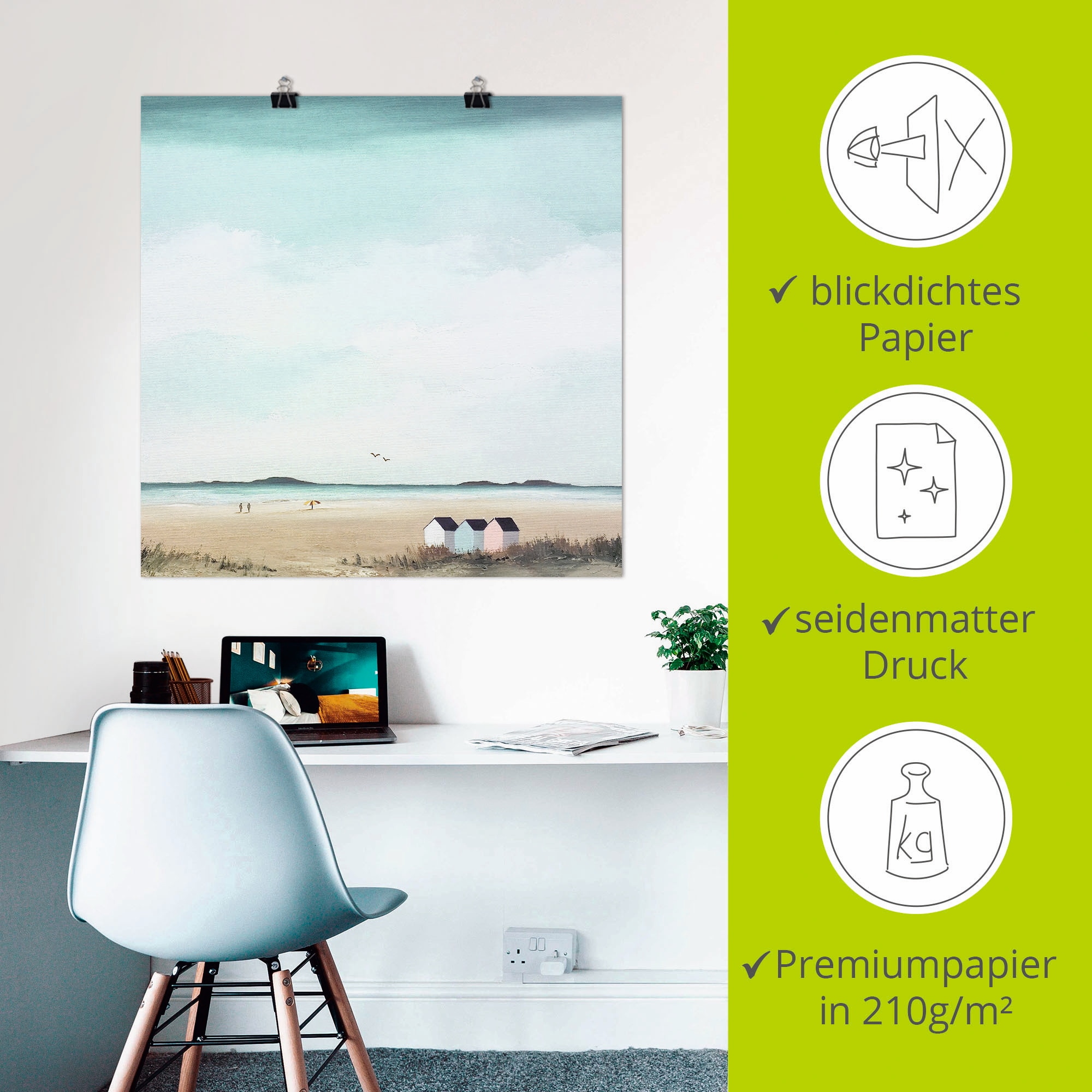 Artland Wandbild »Sonniger Morgen IV« Strand 1 Stk. tlg. als Leinwandbild, Poster in verschied. Grössen