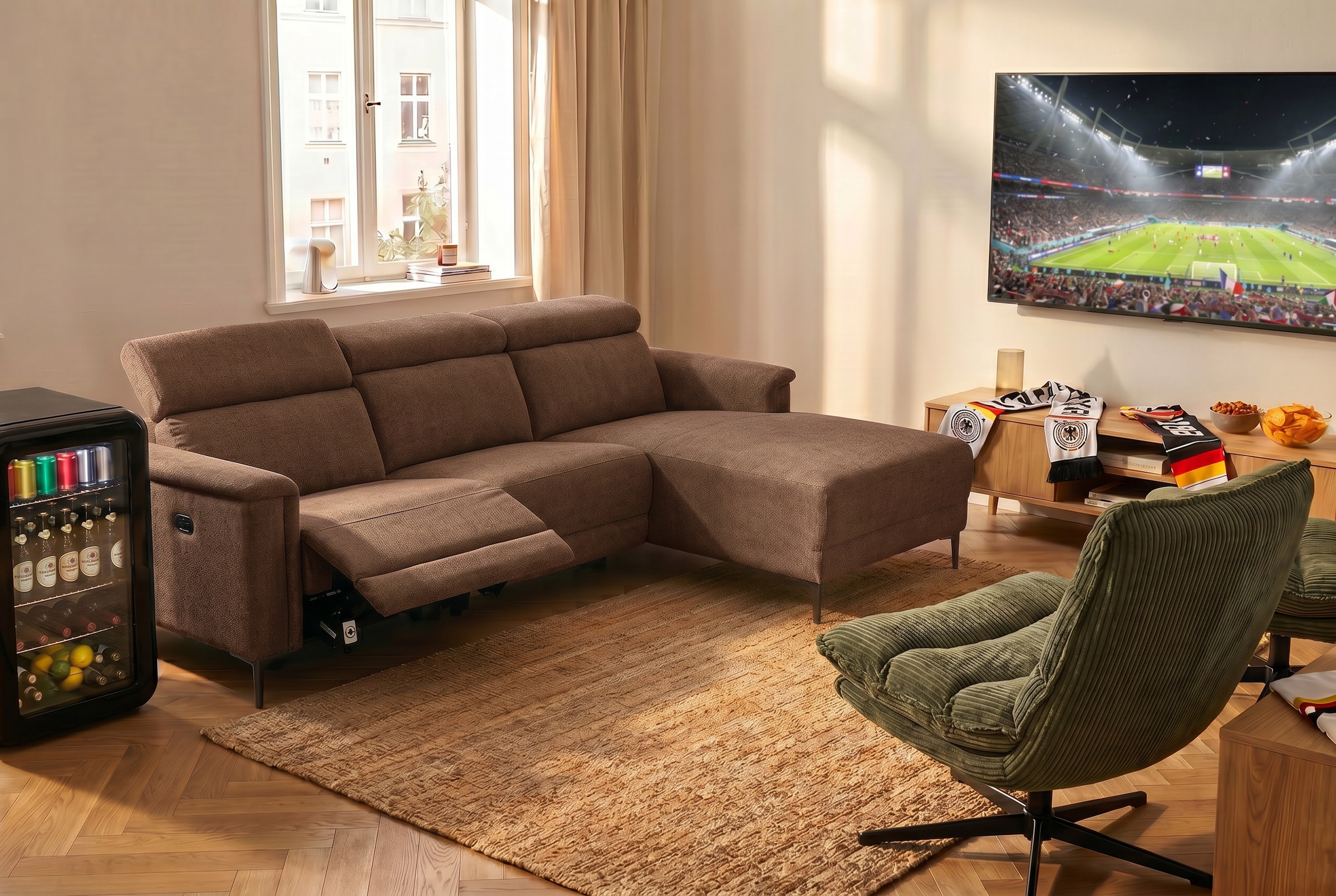 GOODproduct Canapé d'angle »LUND, L-Form, 261cm, man. o. elektr. Relaxfunktion (mit USB-A)« und Kopfteilverstellung
