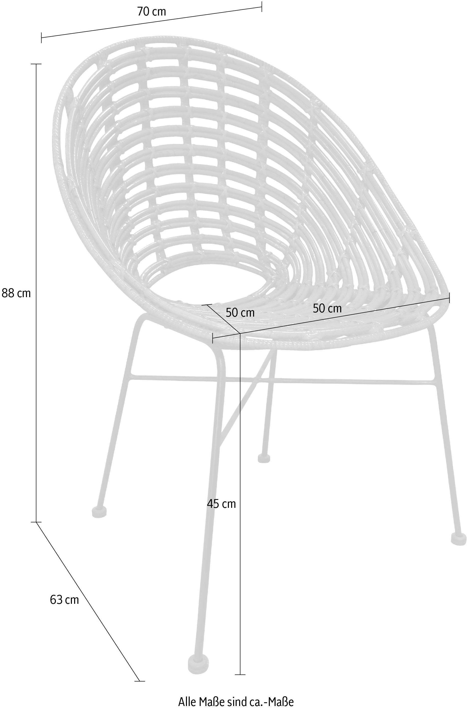 SIT Chaise en rotin »Rundsitz Rattan Metall Schwarz Natur Lounge Design« () 1 cuischaise en rotin avec assise ronde en rotin & métal design lounge