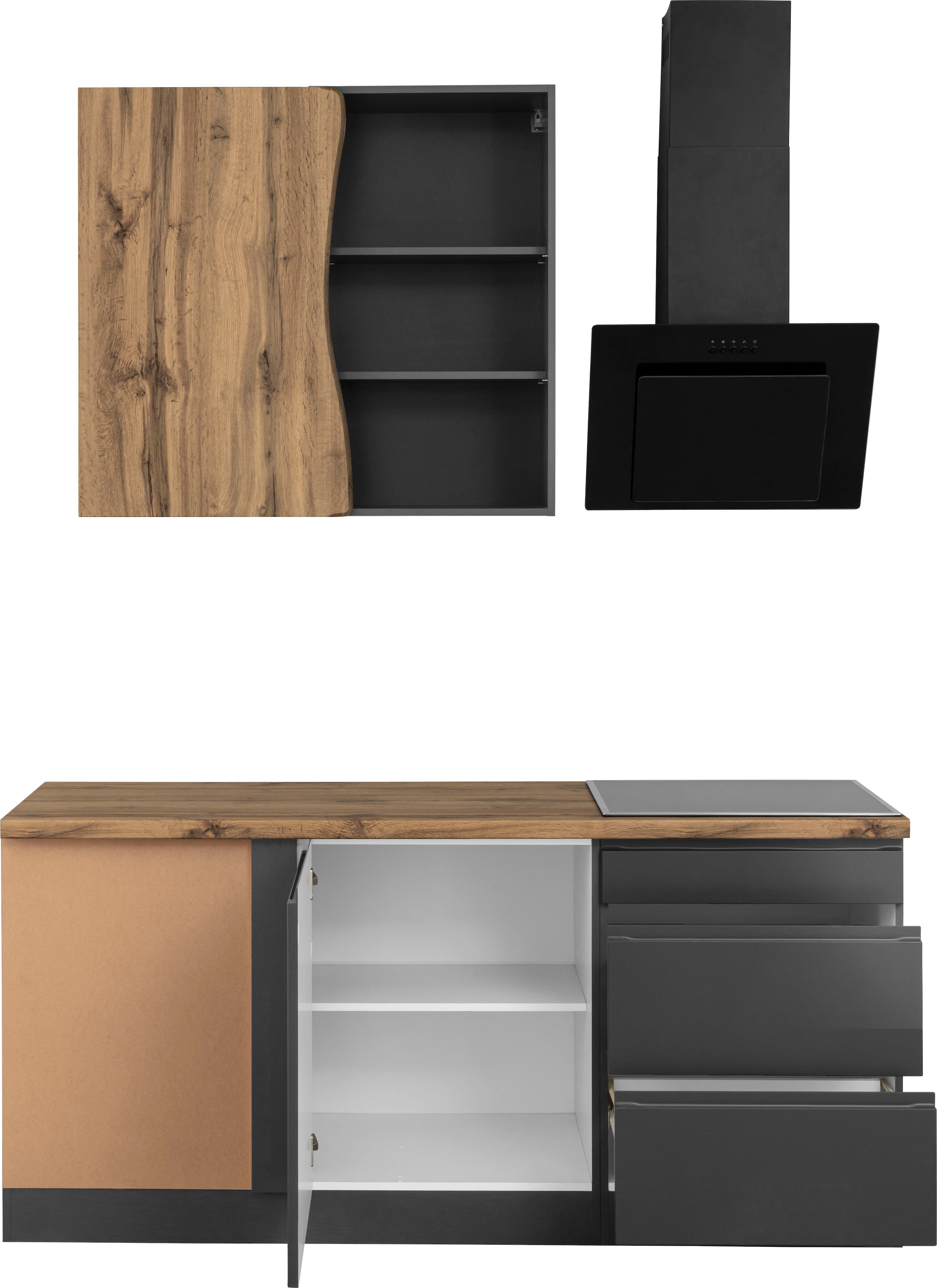 KOCHSTATION Winkelküche »KS-Bruneck« Stellbreite 240/180 cm breit, wahlweise mit oder ohne E-Geräte, MDF