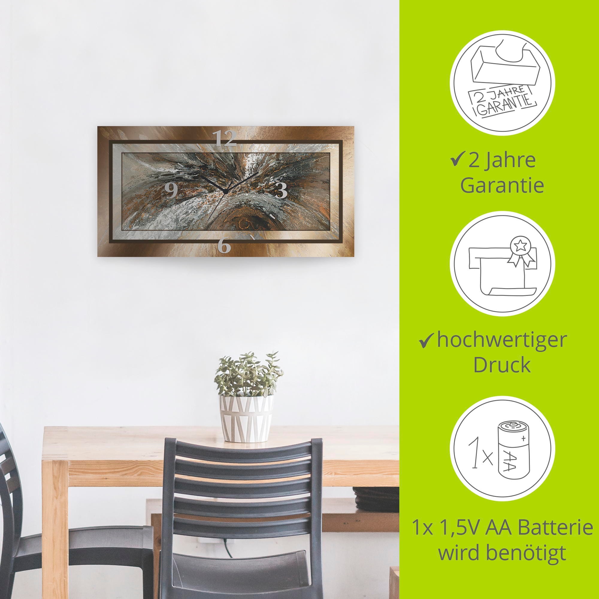 Artland Horloge murale »Gold Abstrakt 1« wahlweise mit Quarz- oder Funkuhrwerk, lautlos ohne Tickgeräusche