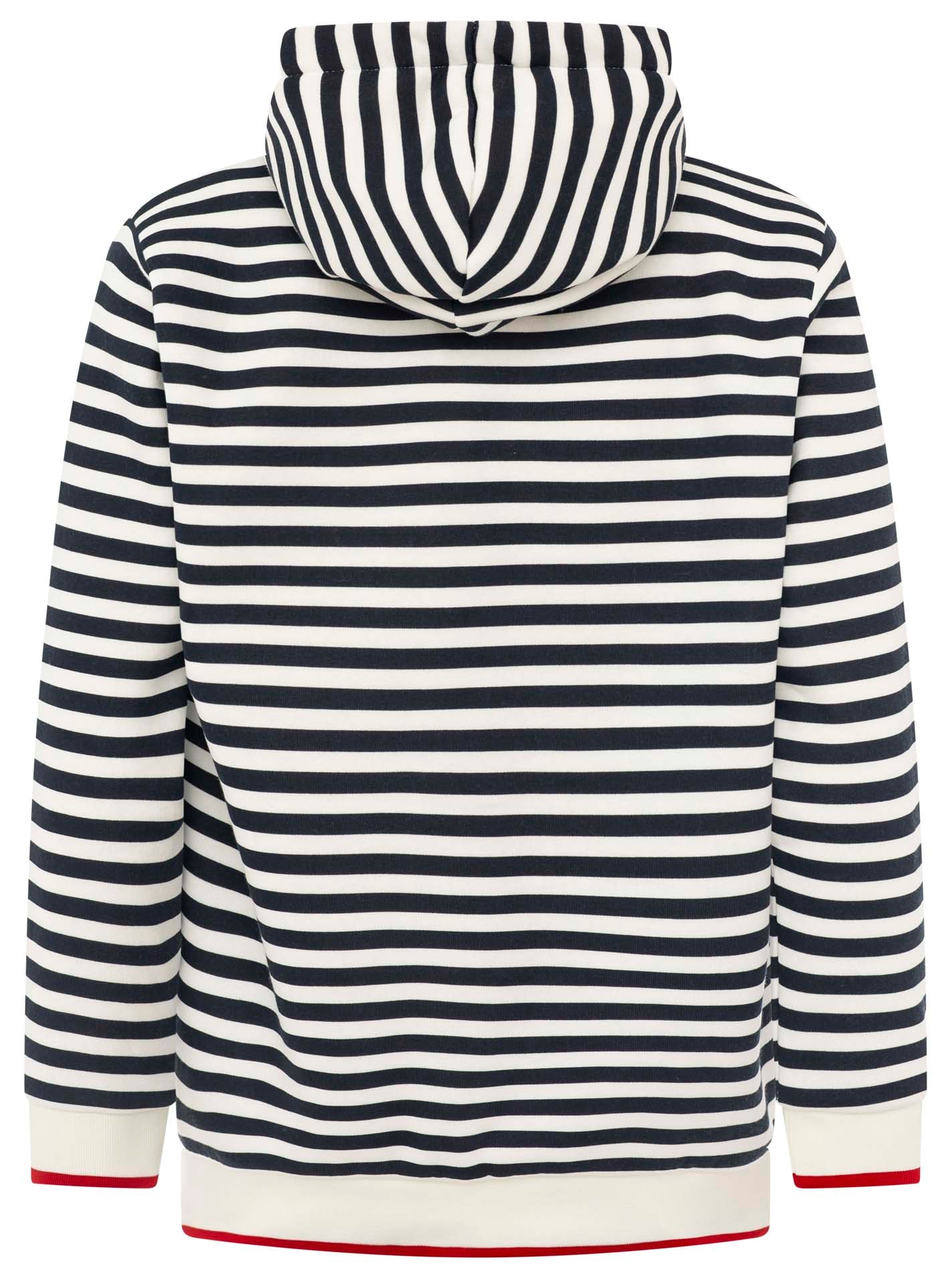 Zwillingsherz Sweat à capuche »"Maritim"« rayé, capuche avec cordon et cœurs, poches, fermeture éclair