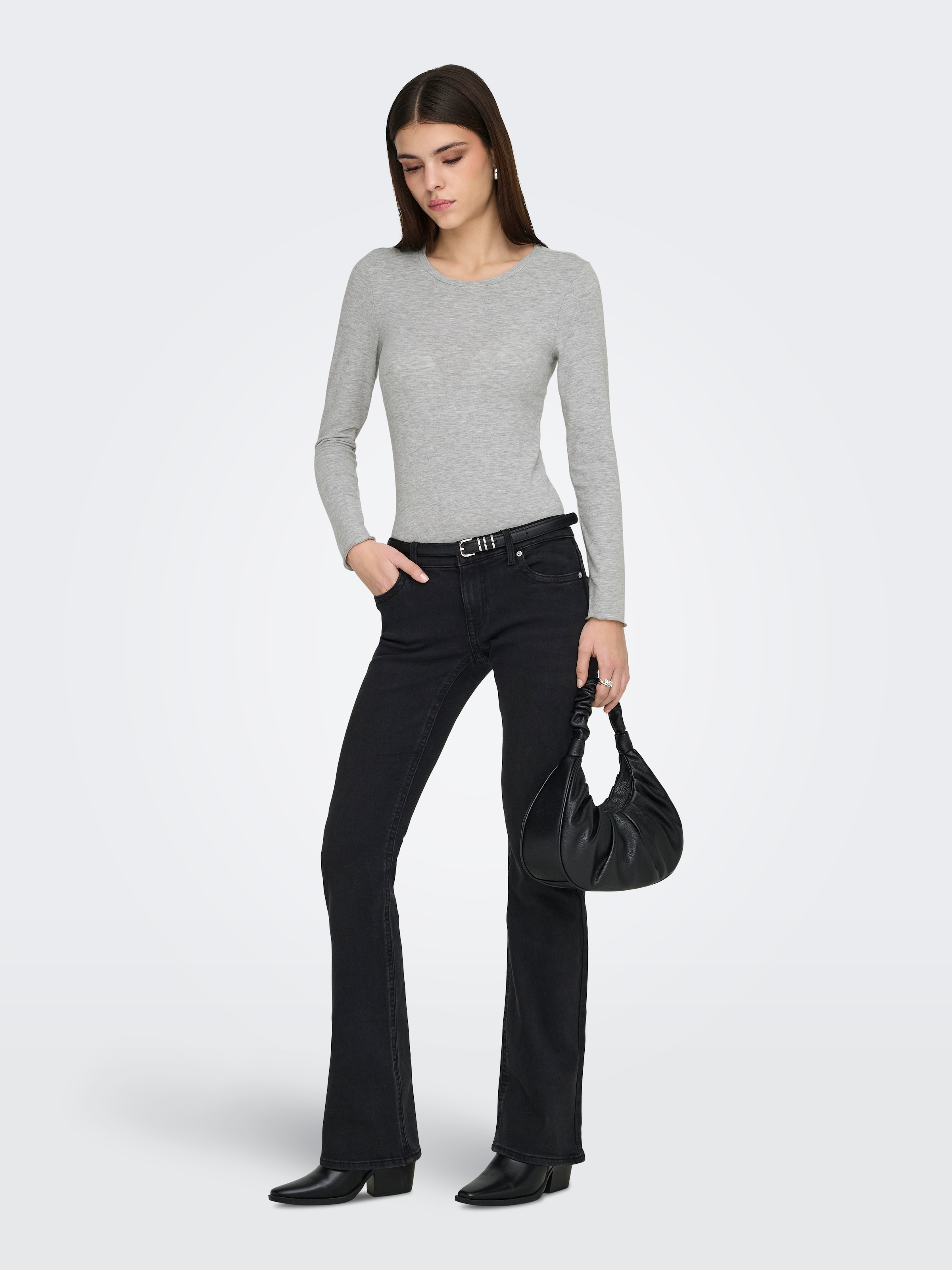 ONLY T-shirt à manches longues »ONLVIRRO O NECK L/S TOP BOX JRS« Materialmix, regular fit