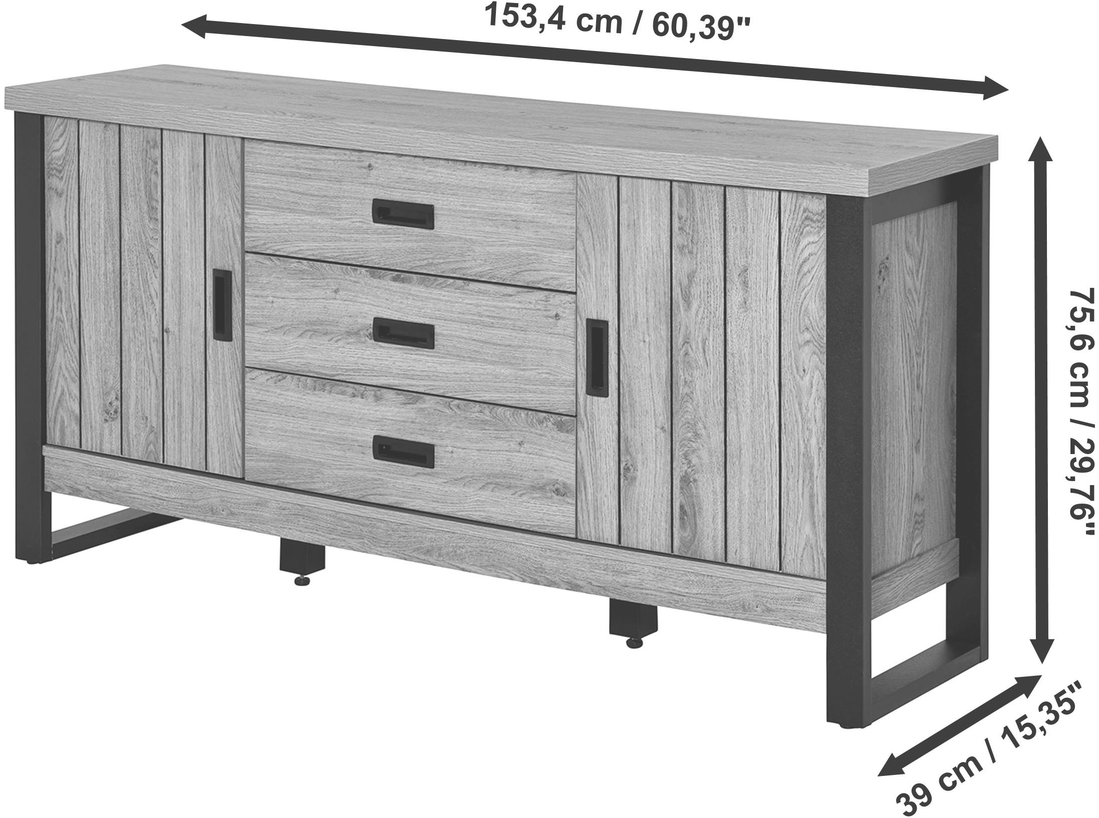 Jahnke Sideboard »RIVA SB 150« 1 Stk. tlg. Sideboard, 2 Türen & 3 Schubladen, Breite 153 cm