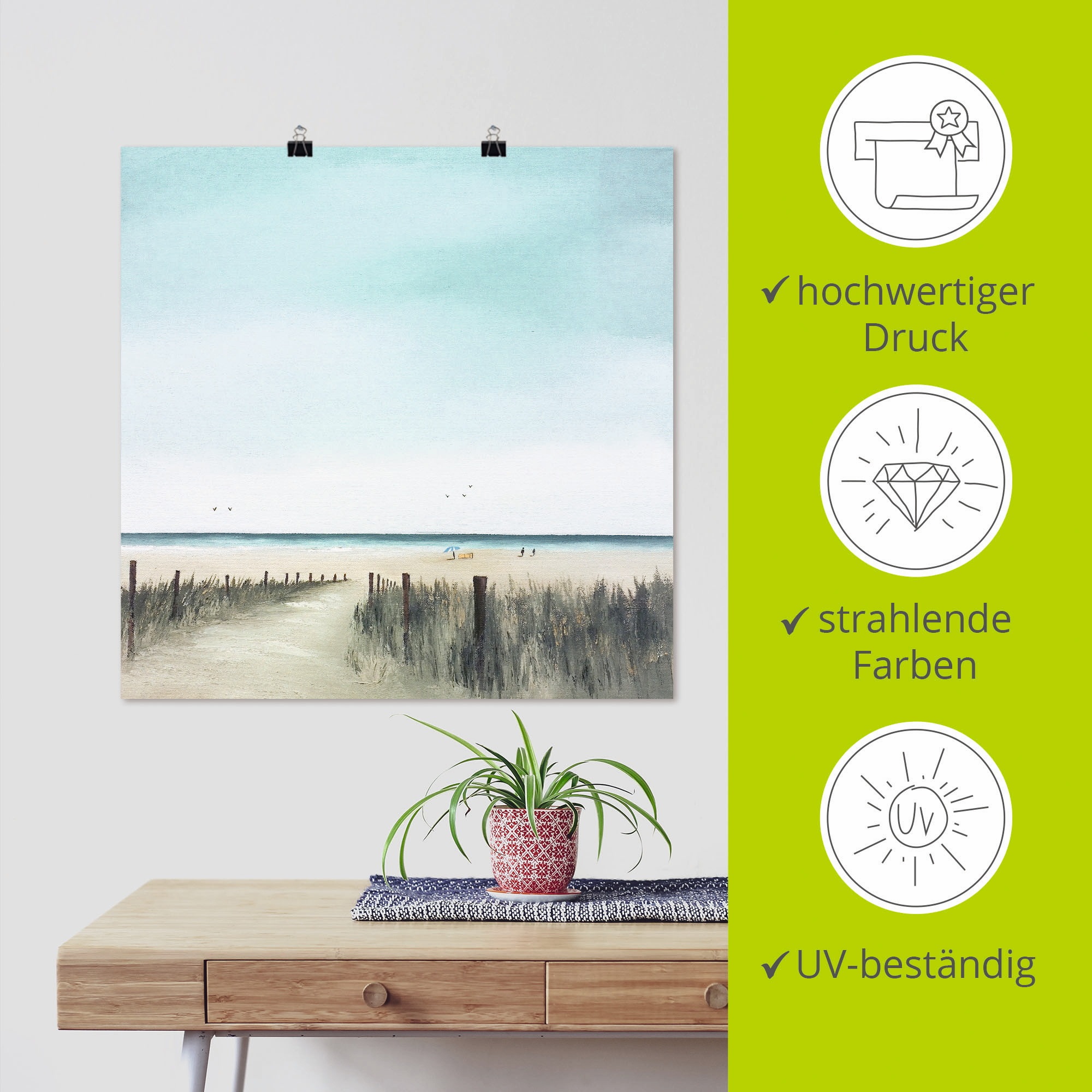 Artland Wandbild »Sonniger Morgen II« Strand 1 Stk. tlg. als Leinwandbild, Poster in verschied. Grössen