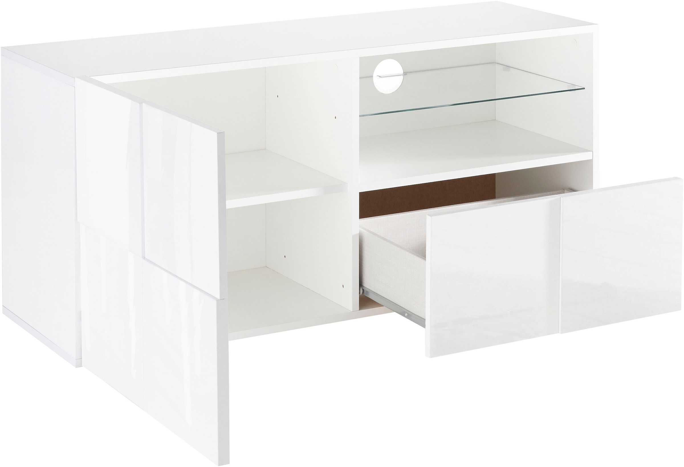 INOSIGN Lowboard »Dama Breite 121 cm, TV-Board 1 Tür, 1 Schubkasten, TV-Schrank« Front in 3D-Optik, grifflos, verschiedene Farben