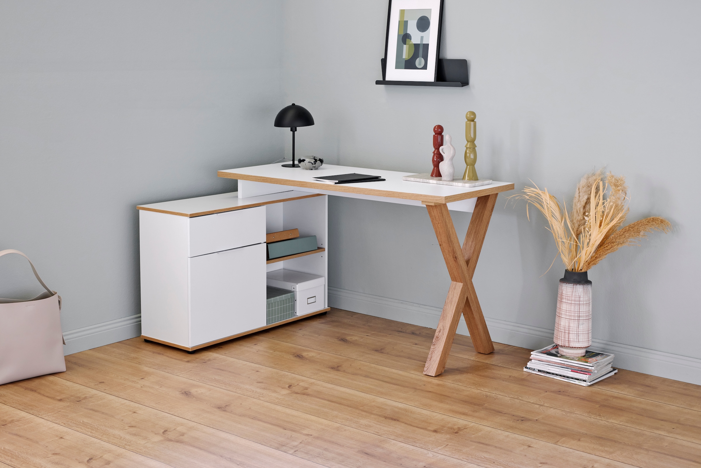 Jahnke Bureau d'angle »X-CLUB C 40 E« 1 cuis tlg. bureau d'angle, montage réversible, piètement en X