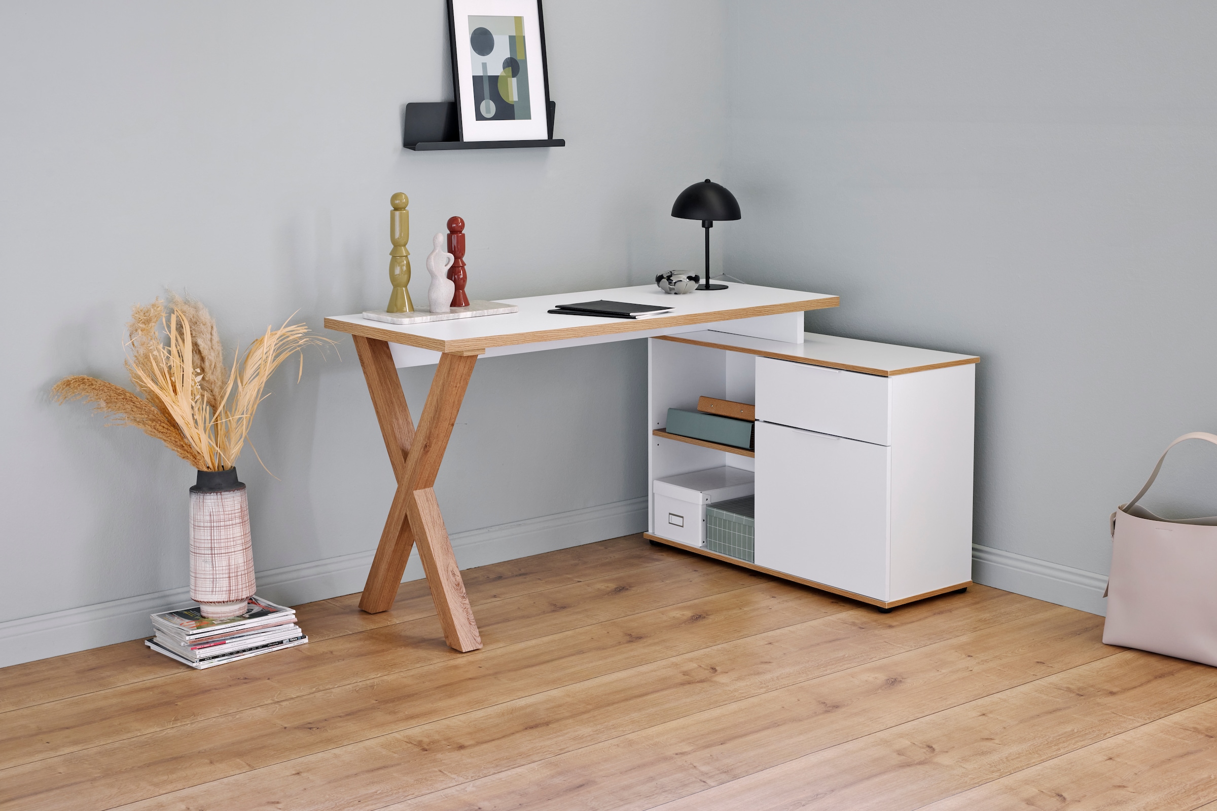 Jahnke Bureau d'angle »X-CLUB C 40 E« 1 cuis tlg. bureau d'angle, montage réversible, piètement en X