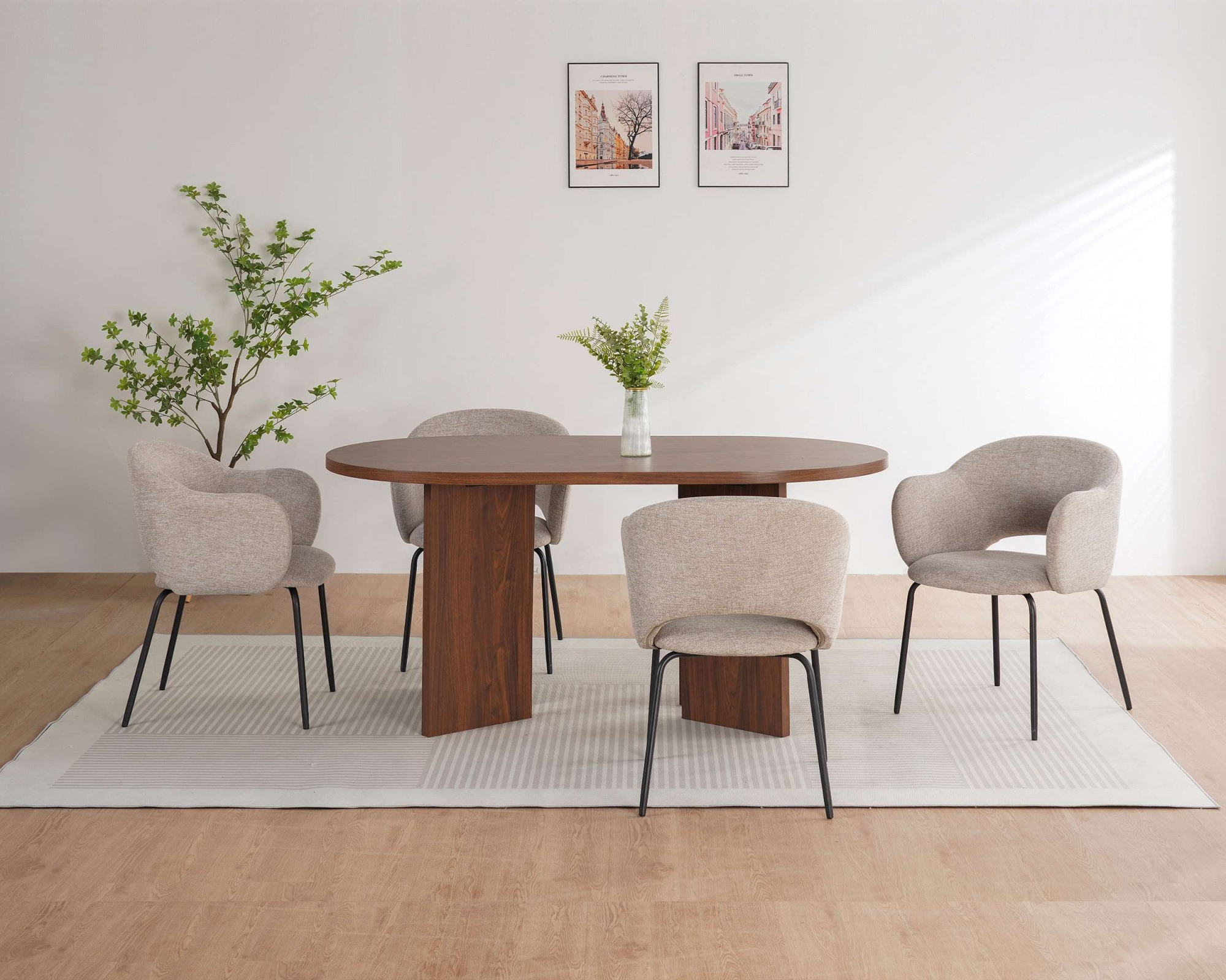 GOODproduct Chaise de salle à manger »Friedaa« (Set) 2 cuismit schwarzen Metallbeinen, Webstoffbezug, Sitzhöhe 46 cm