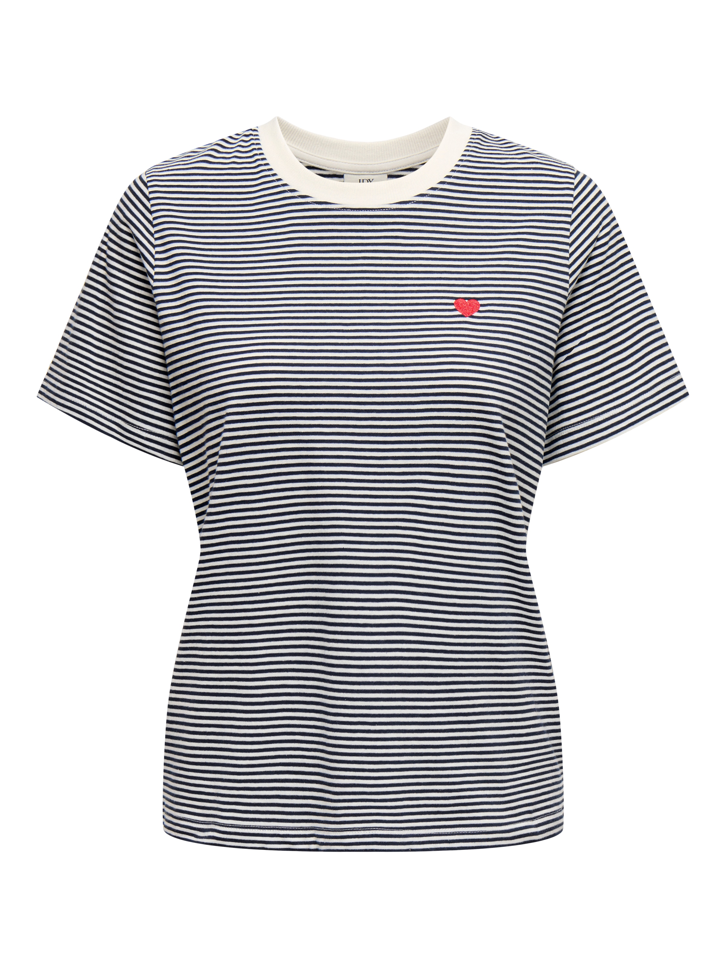 JDY Kurzarmshirt »JDYPISA S/S PRINT TOP JRS NOOS« mit Herz Stickerei
