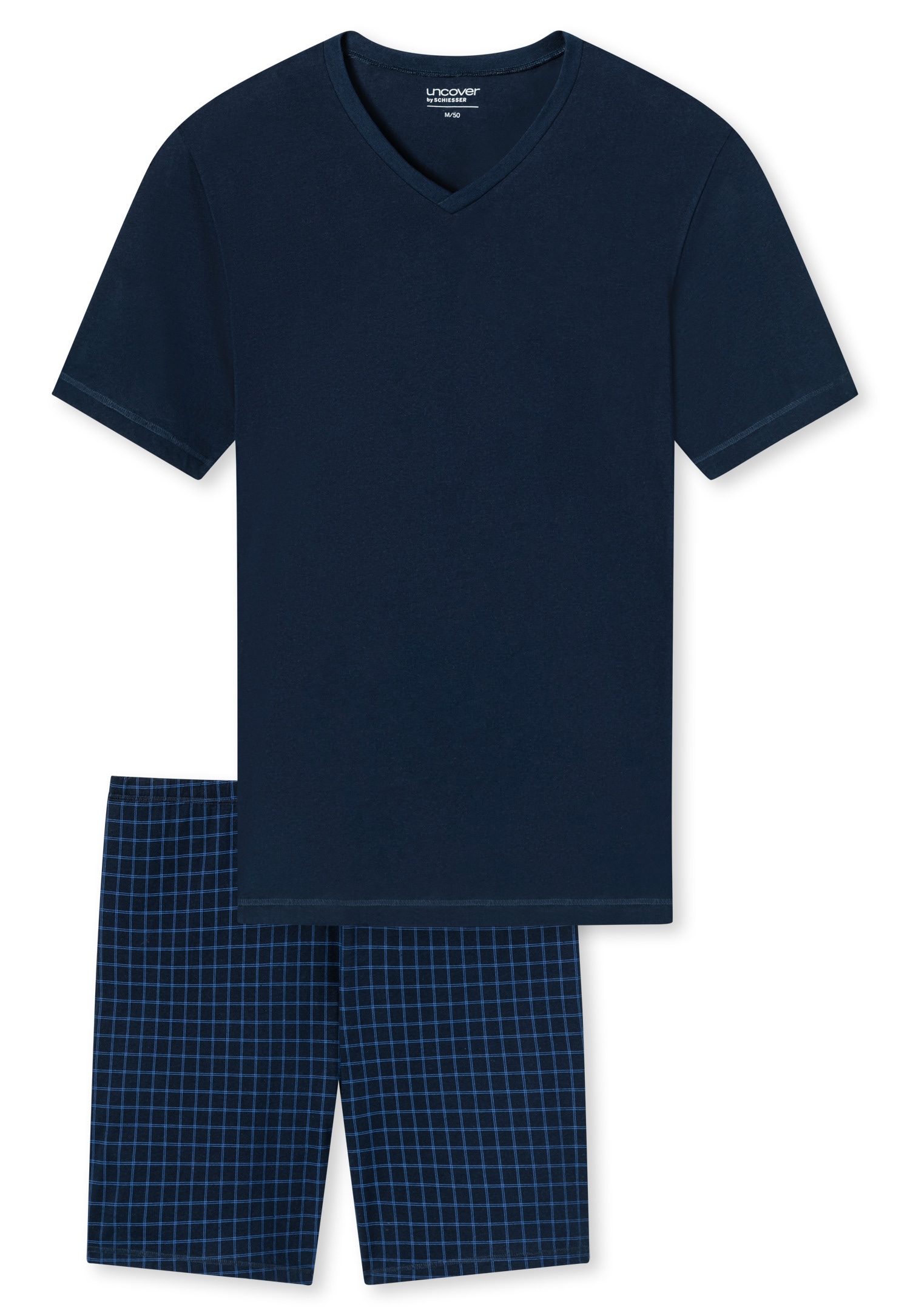 uncover by SCHIESSER Shorty »Uncover Nightwear« 2 tlg. V-Ausschnitt, Kurzarm, Kurze Hose, Reine Baumwolle, weich