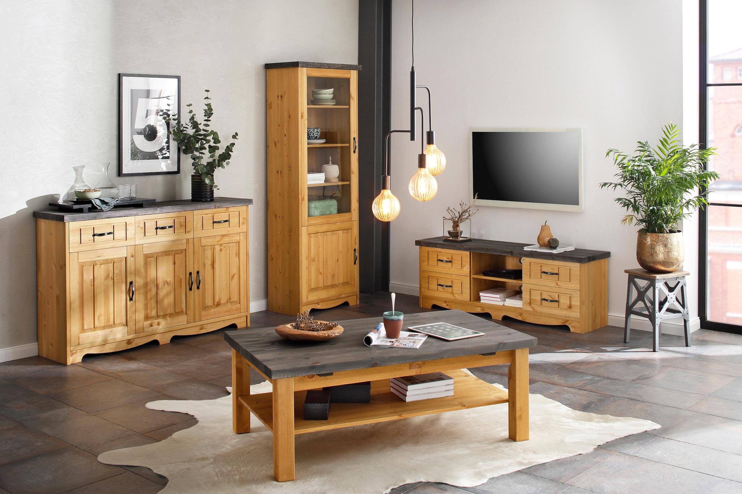 GOODproduct Sideboard »Trinidad Antique« Kommode, 148 cm, FSC® zertifiziertes Massivholz