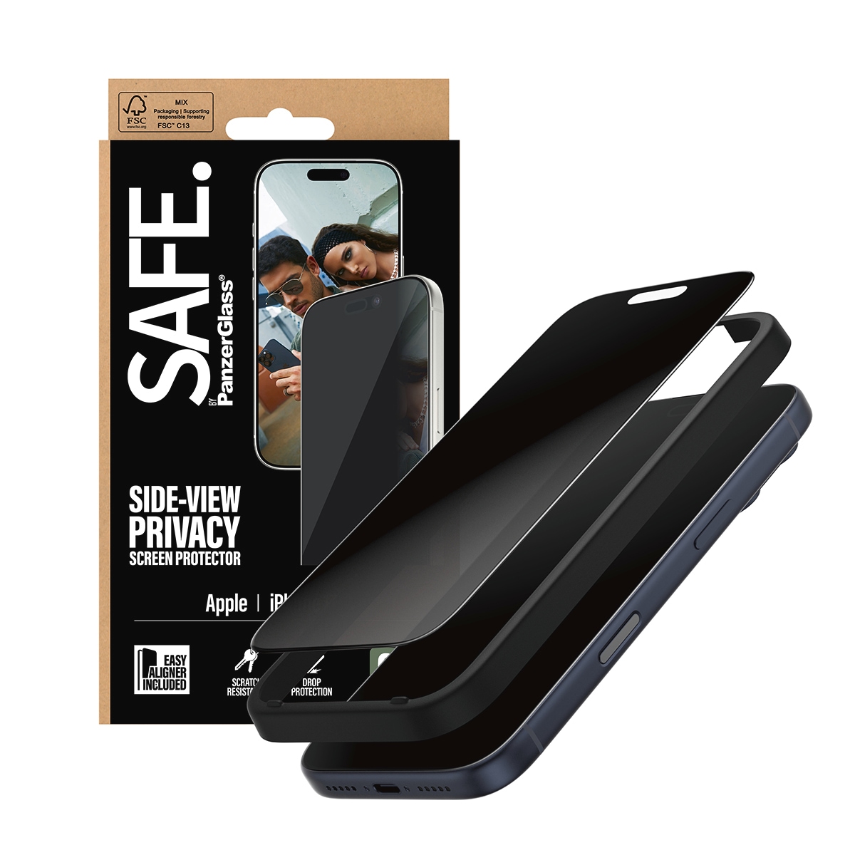 SAFE by PanzerGlass Verre de protection d'écran »Side-View Privacy Screen Protector« für Apple iPhone 17 Pro Displayschutzfolie, Schutzfolie, Bildschirmschutz, kratz- & stossfest
