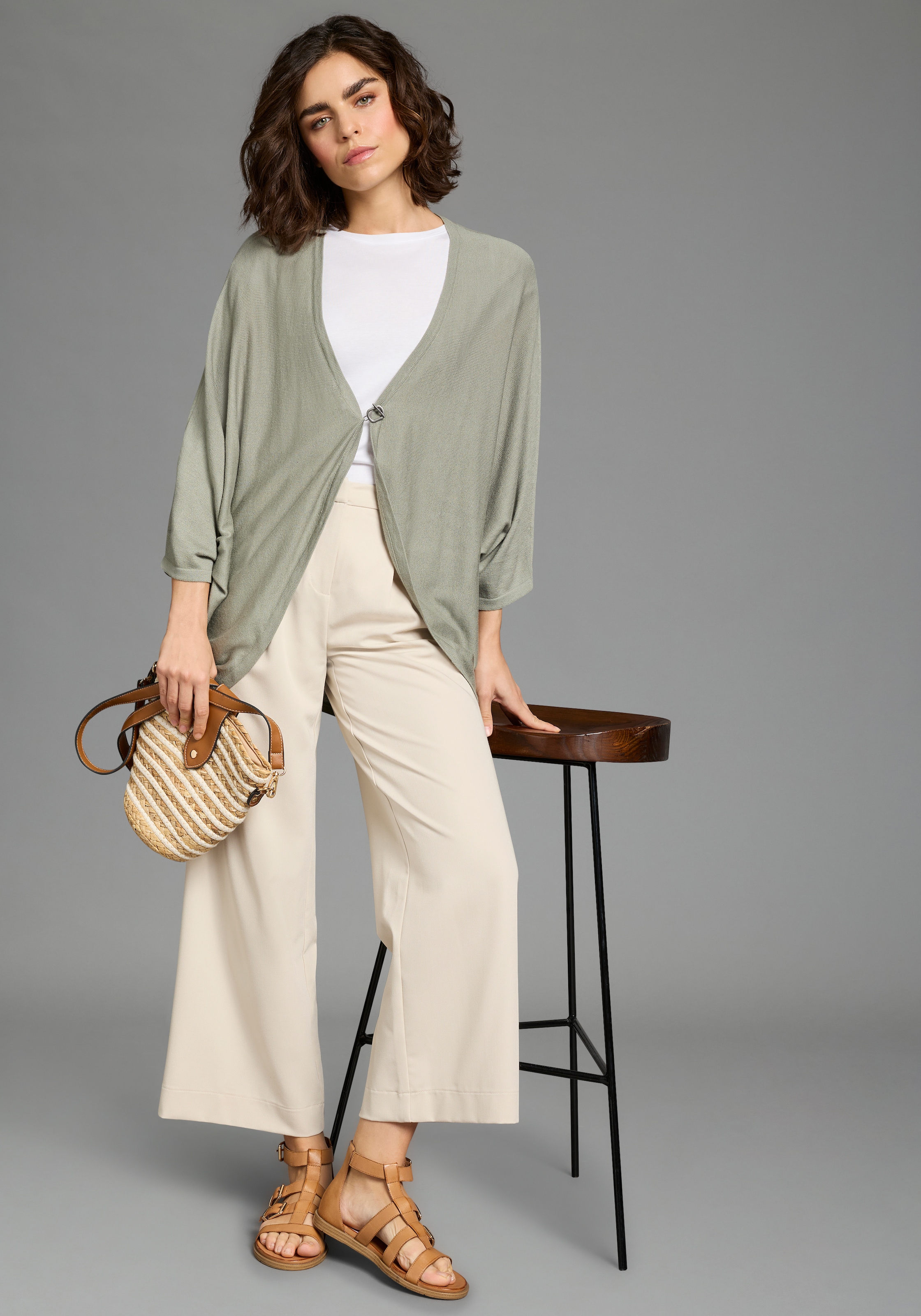 Laura Scott Veste en tricot oversized, mit Verschluss und 3/4 Ärmeln