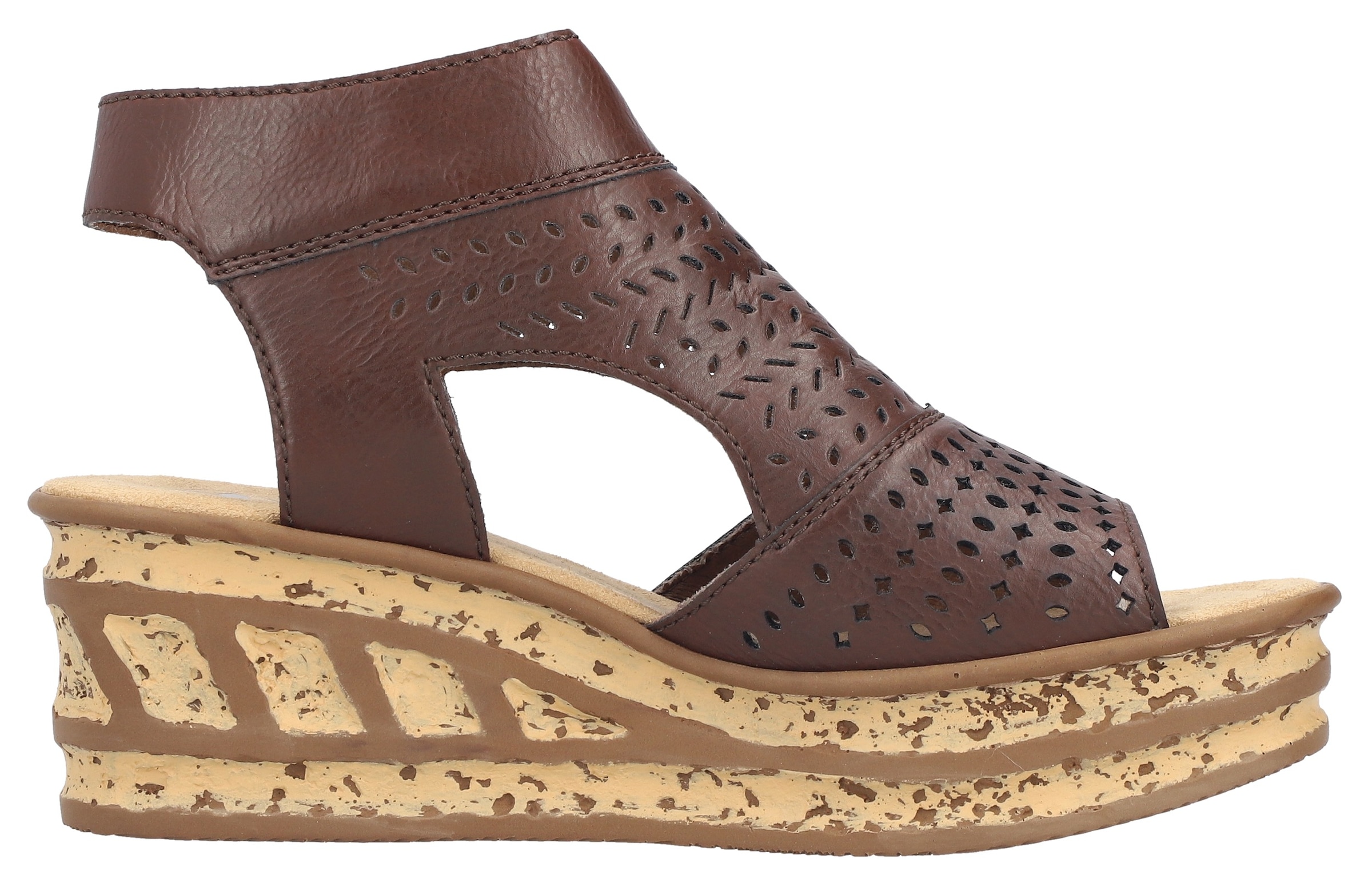 Rieker Schaftsandalette  Sommerschuh, Urlaubsschuh, Keilsandale mit Perforation