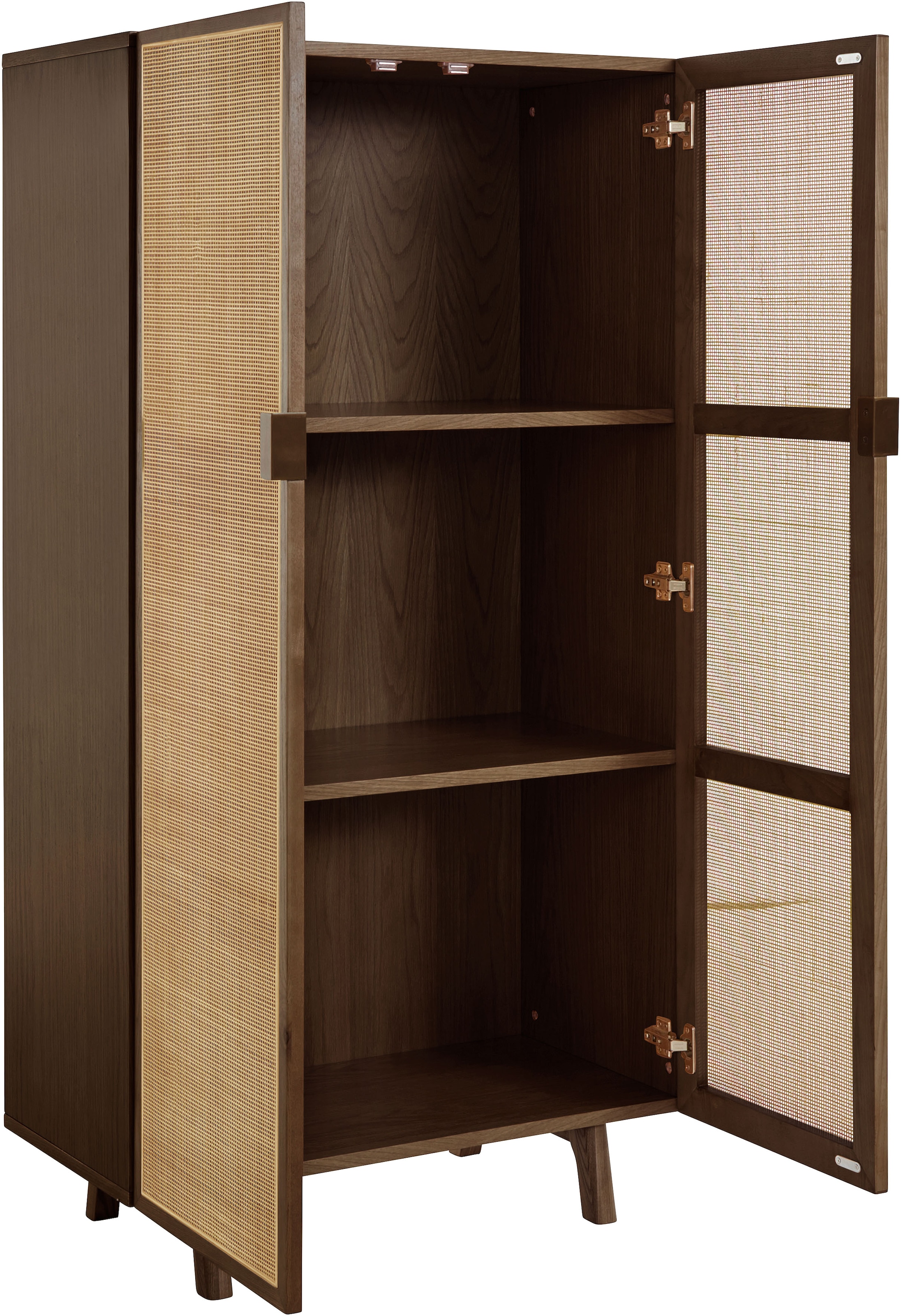 LeGer Home by Lena Gercke Buffet haut »Lina« avec insert en rotin, 3 compartiments intérieurs, partiellement massif