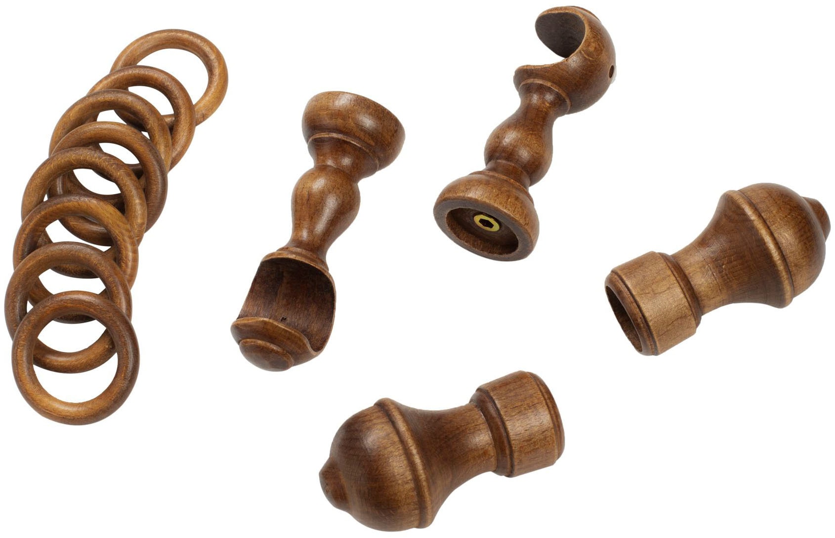 SN DECO GROUP Gardinenstange »Ares« 1 läufig-läufig Fixmass 28 mm, Holz, verschiedene Längen und Farben, Komplettset