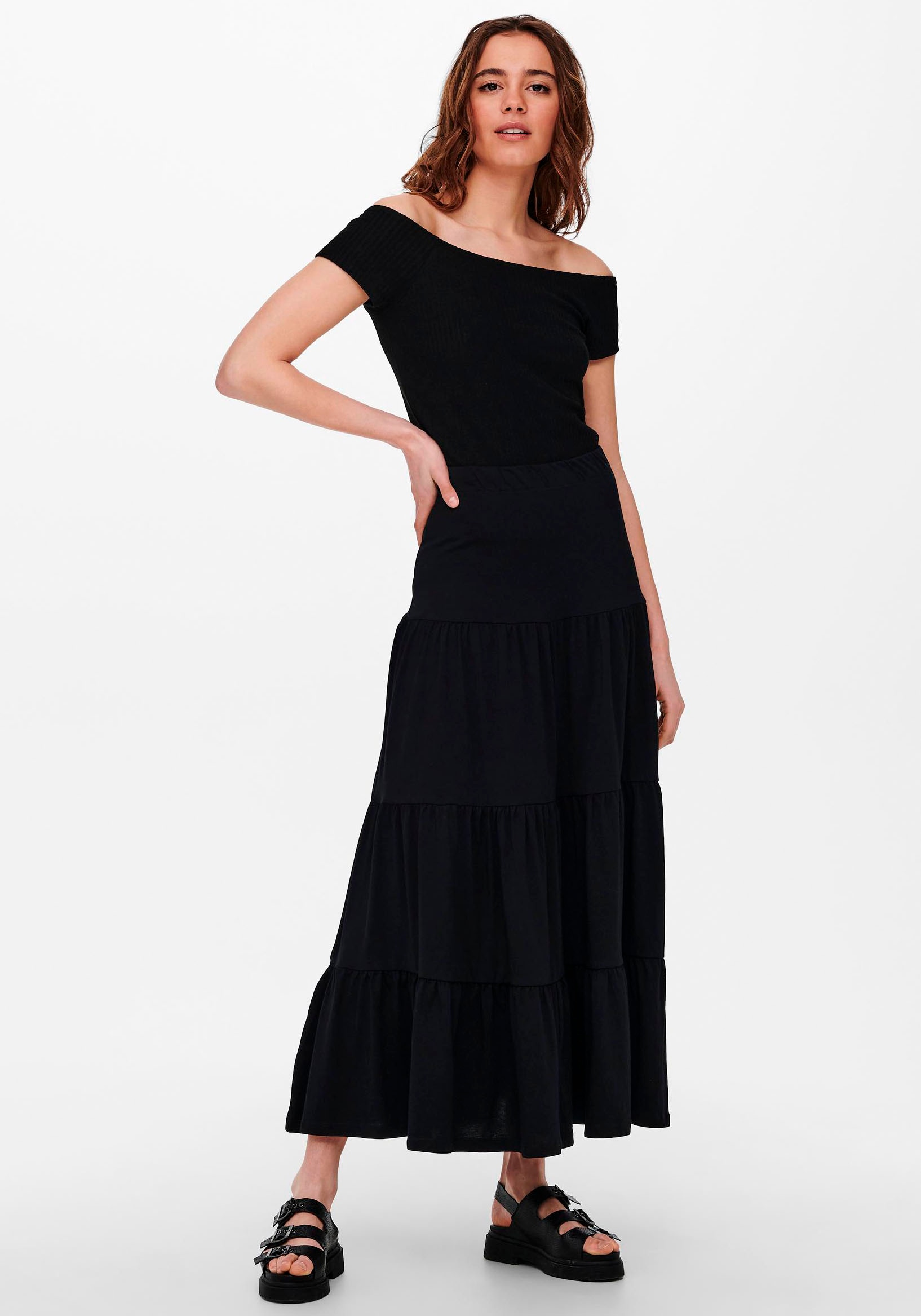 ONLY Maxi jupe »ONLMAY MAXI SKIRT« Baumwolle, mit Volant