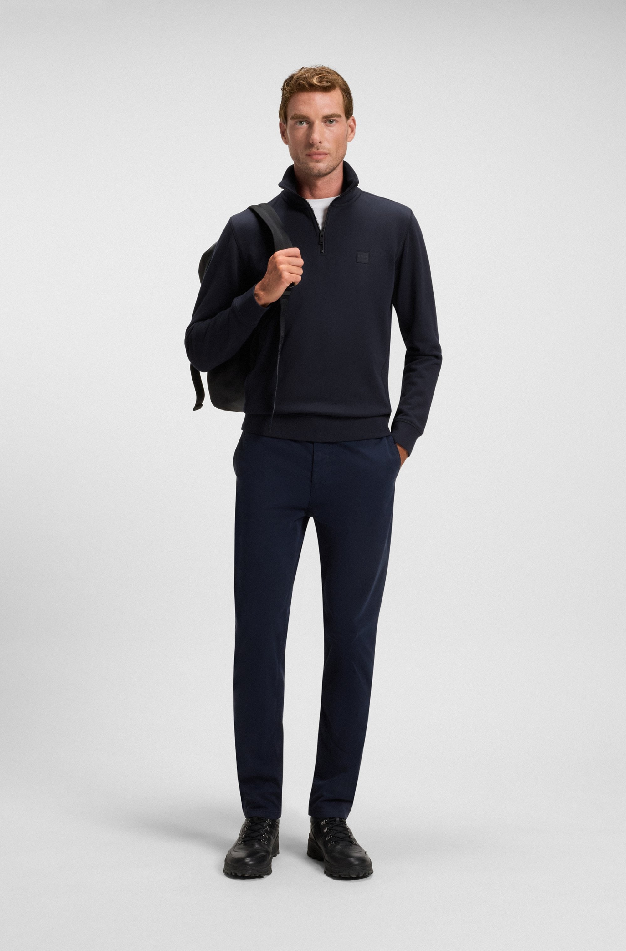 BOSS ORANGE Sweatshirt »Zetrust«, 1 cuis Troyerkragen mit Reissverschluss, Regular Fit, BOSS-Label
