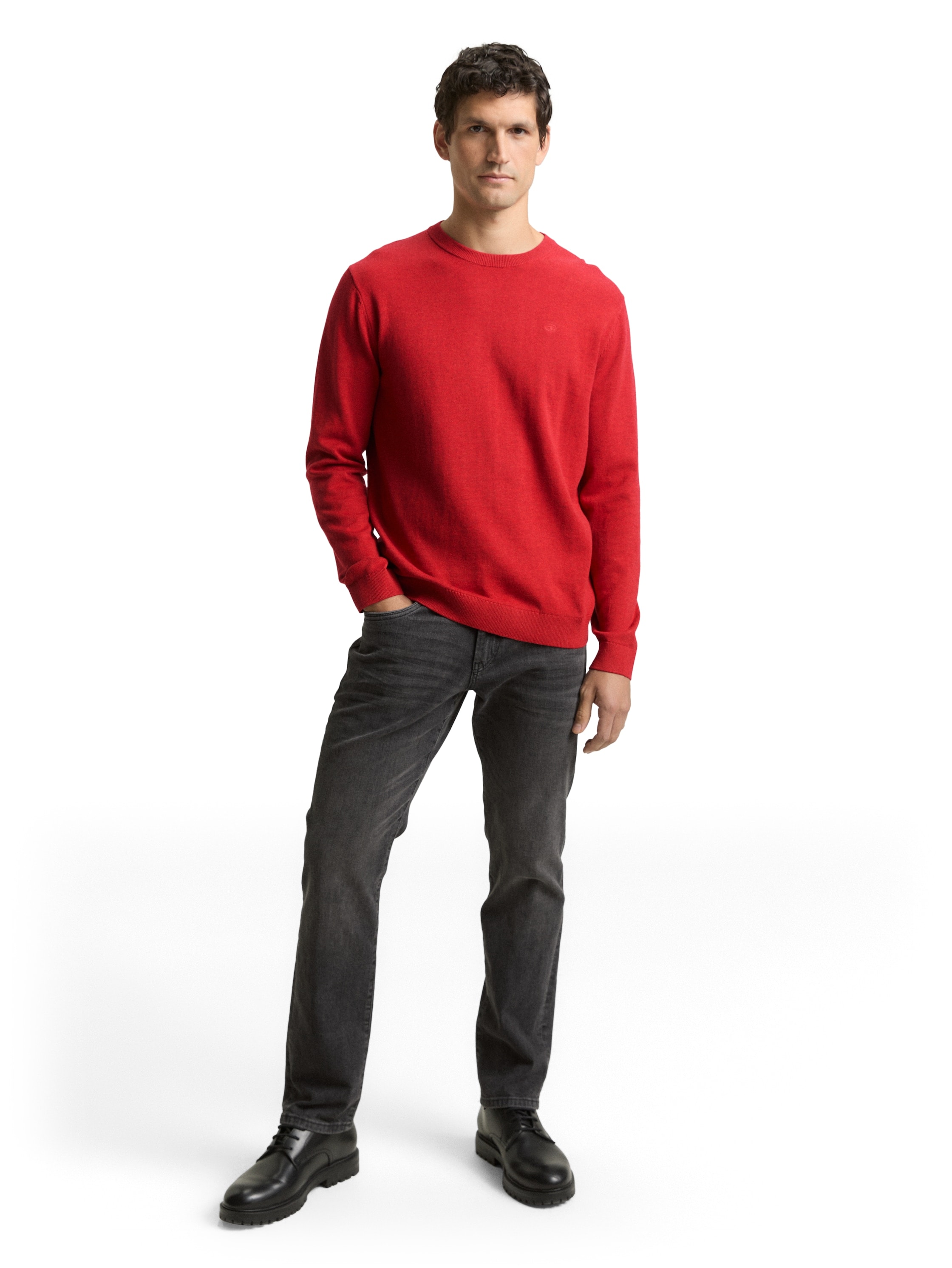 TOM TAILOR Pull à col rond avec broderie du logo
