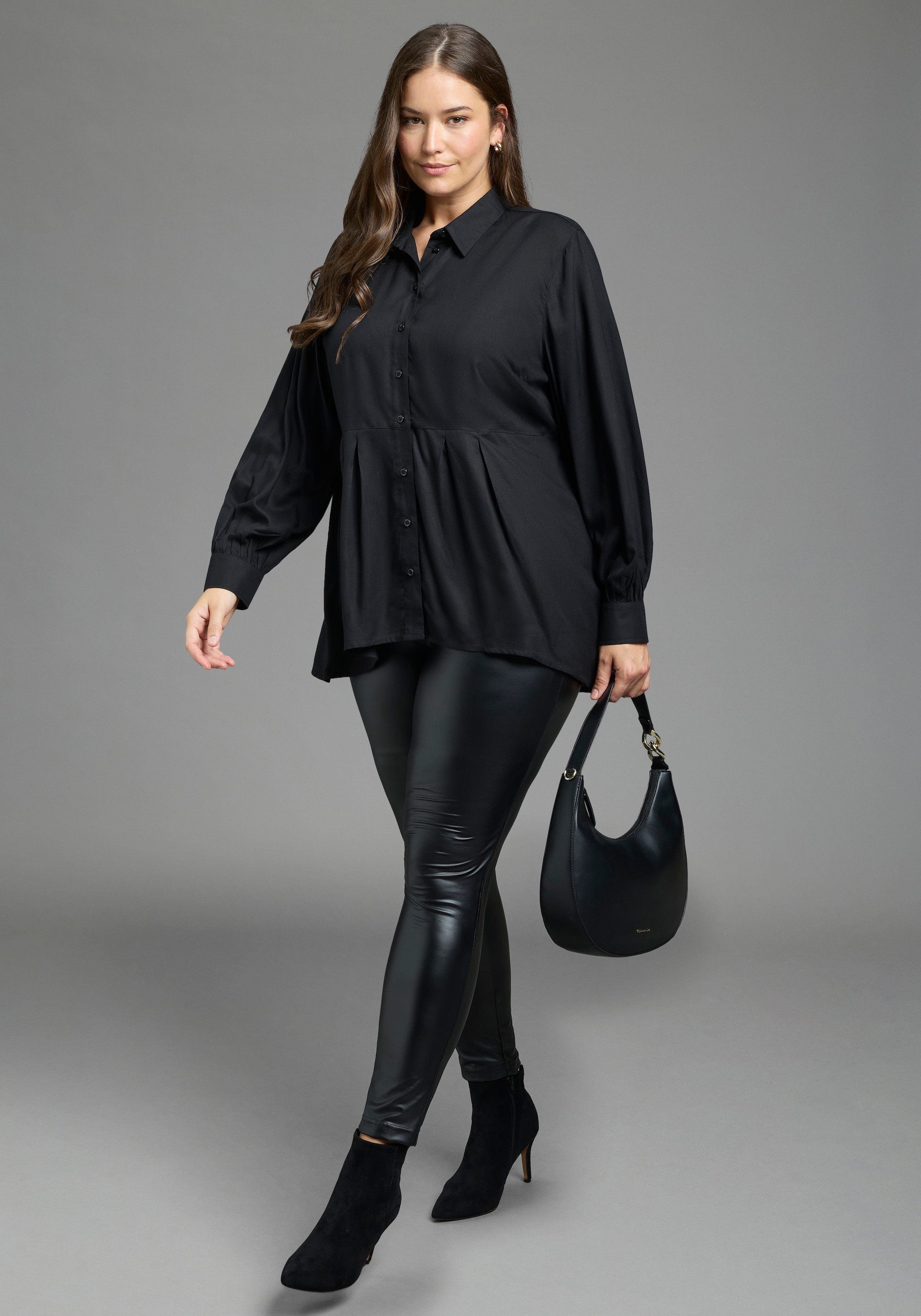 Laura Scott CURVE Longbluse »Grosse Grössen« femininer Stil, aus Viskose, unifarbene Optik, mit Knöpfen
