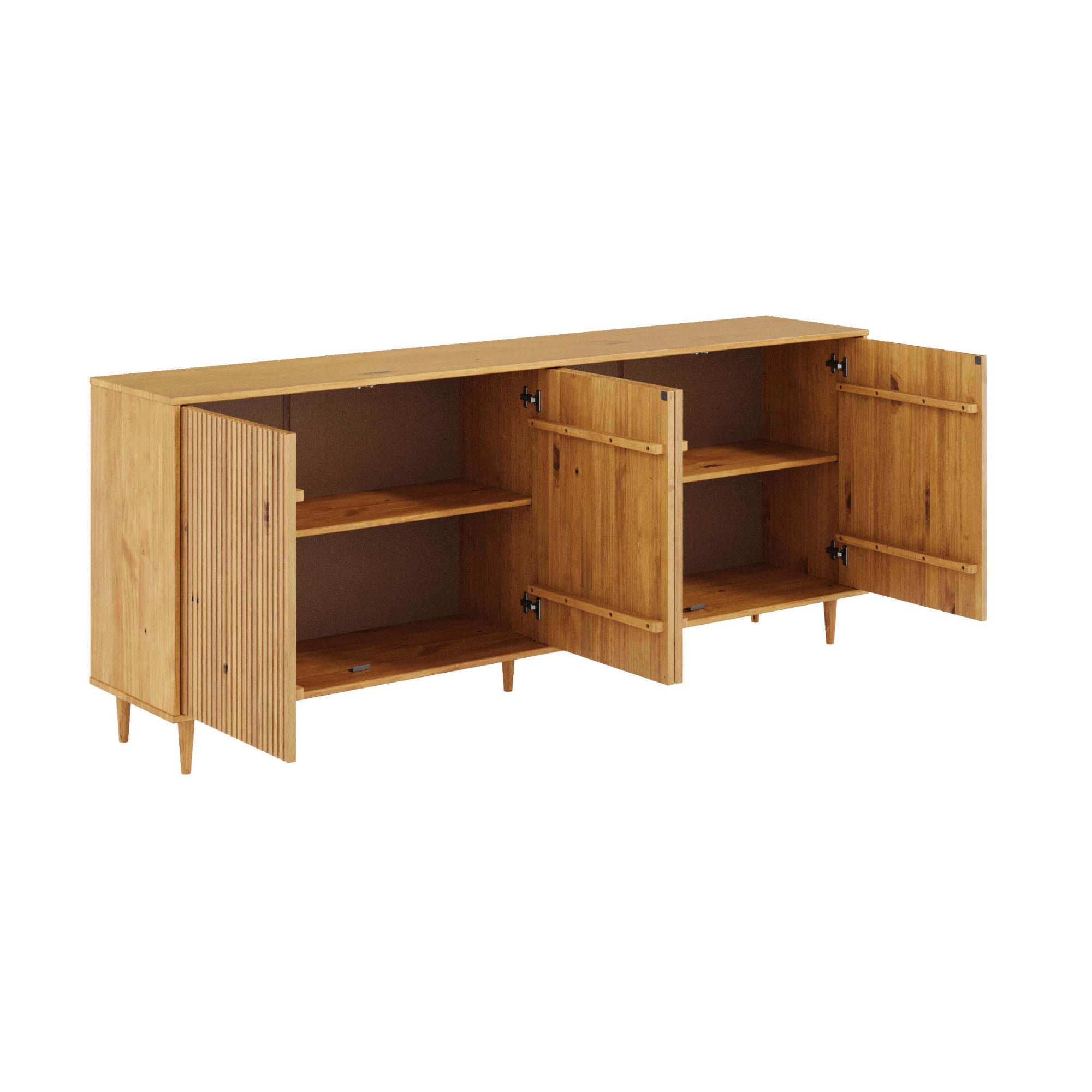GOODproduct Buffet »Malmedy Front mit gefrästen Rillen« commode en pin massif, ouverture par pression, FSC, largeur 200 cm