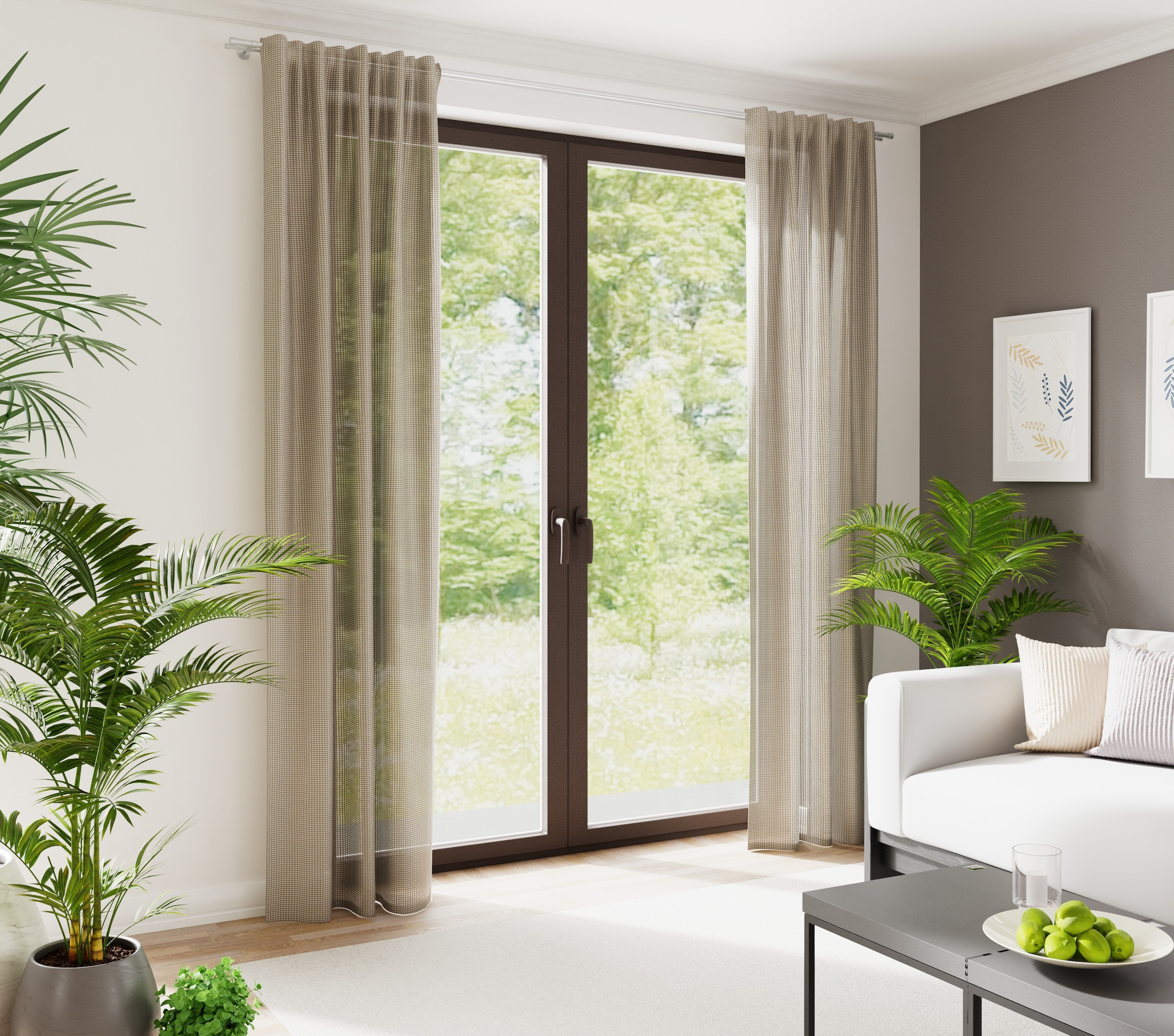 HOMING Rideau »Neta« Boucles cachées 1 cuis tlg. Netzstuktur, Wohnzimmer, Küche, Schlafzimmer