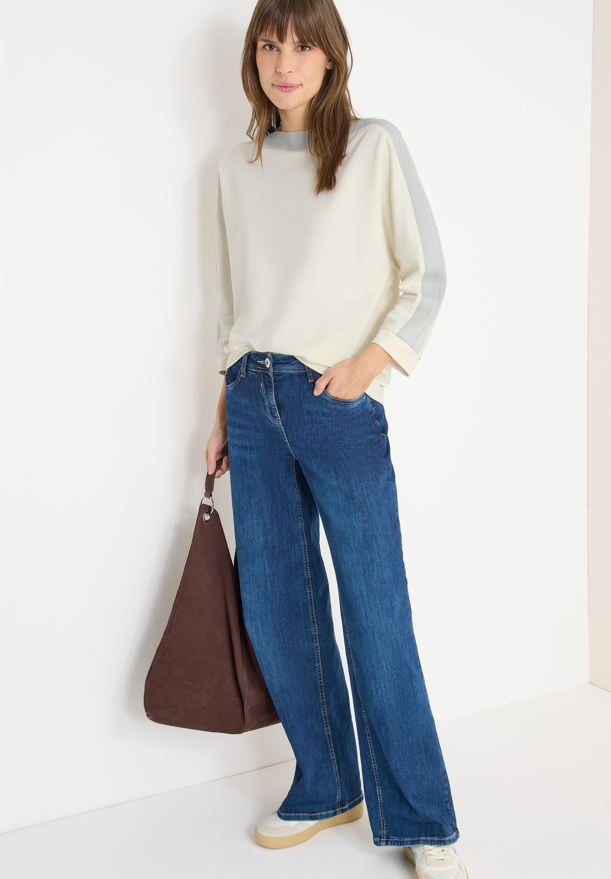 Cecil Fledermausshirt mit Tape und 3/4 Ärmel